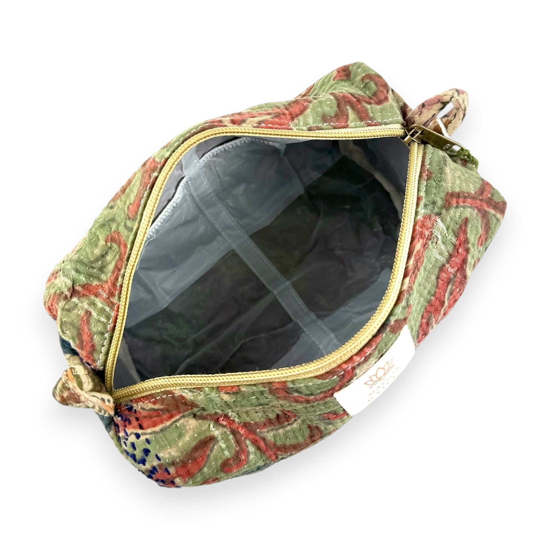 Trousse toilette maquillage Kantha Bagru en coton artisanal vintage accessoire yoga bohème femme Maison Bahan