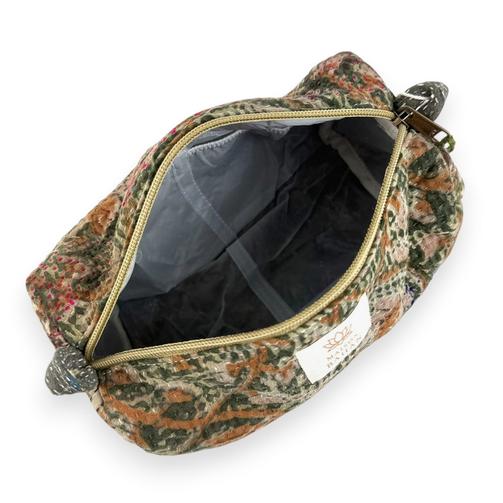 Trousse toilette maquillage Kantha Bagru en coton artisanal vintage accessoire yoga bohème femme Maison Bahan