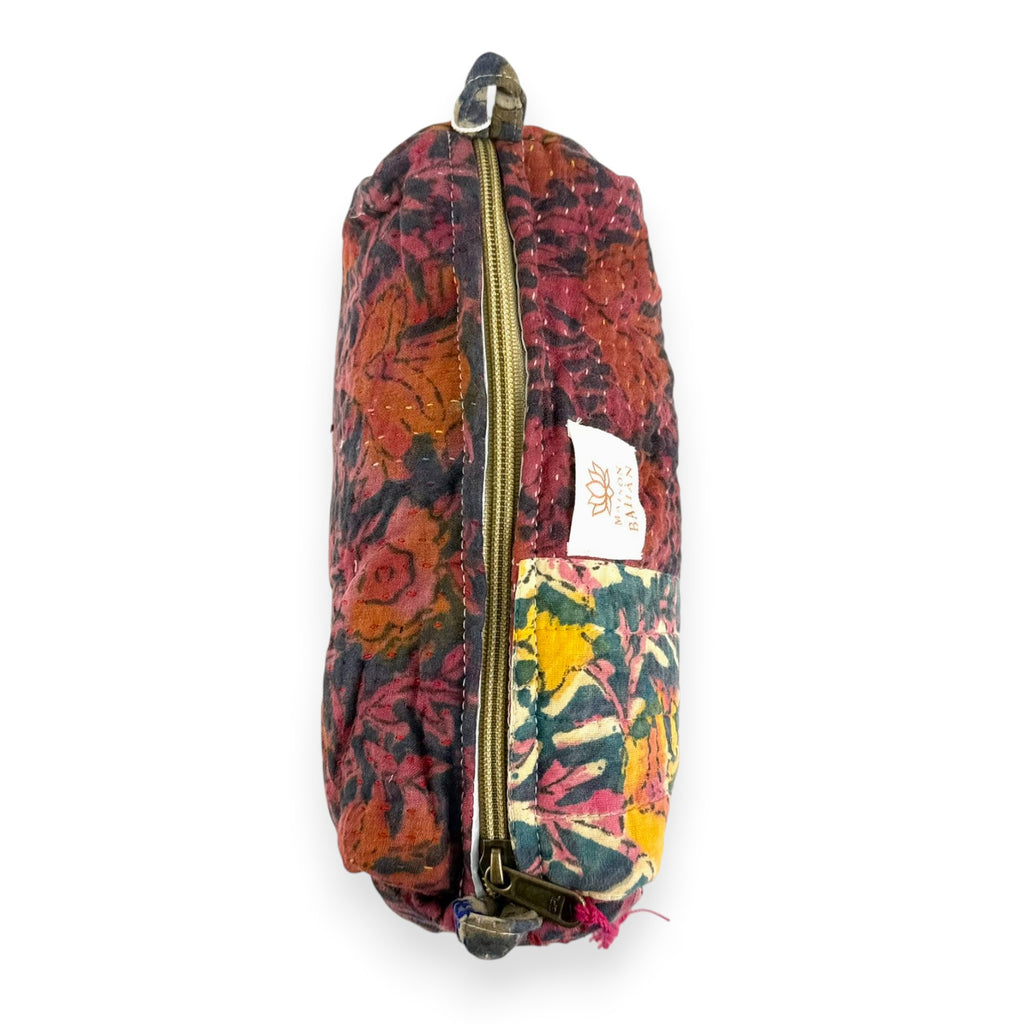 Trousse toilette maquillage Kantha Bagru en coton artisanal vintage accessoire yoga bohème femme Maison Bahan