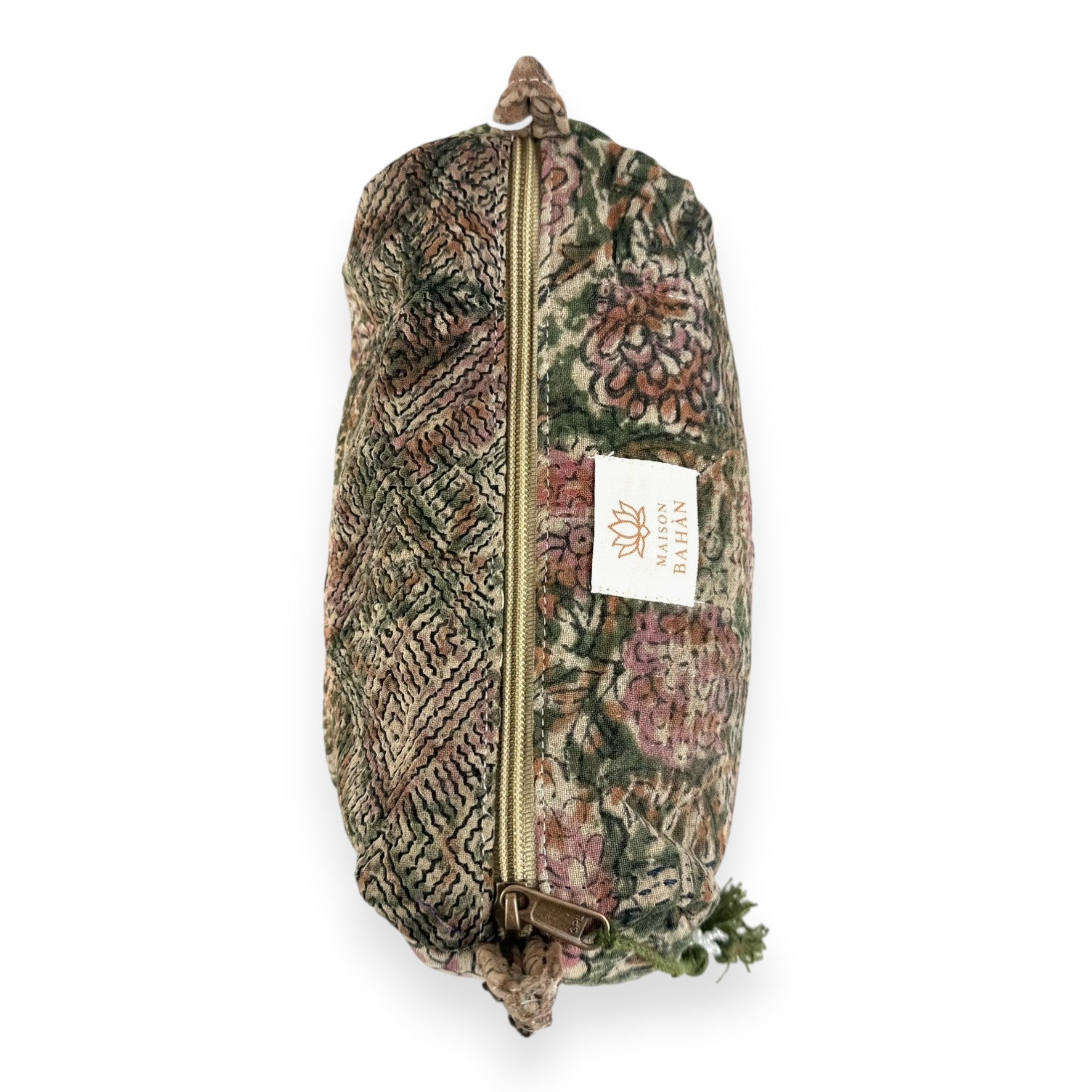 Trousse toilette maquillage Kantha Bagru en coton artisanal vintage accessoire yoga bohème femme Maison Bahan
