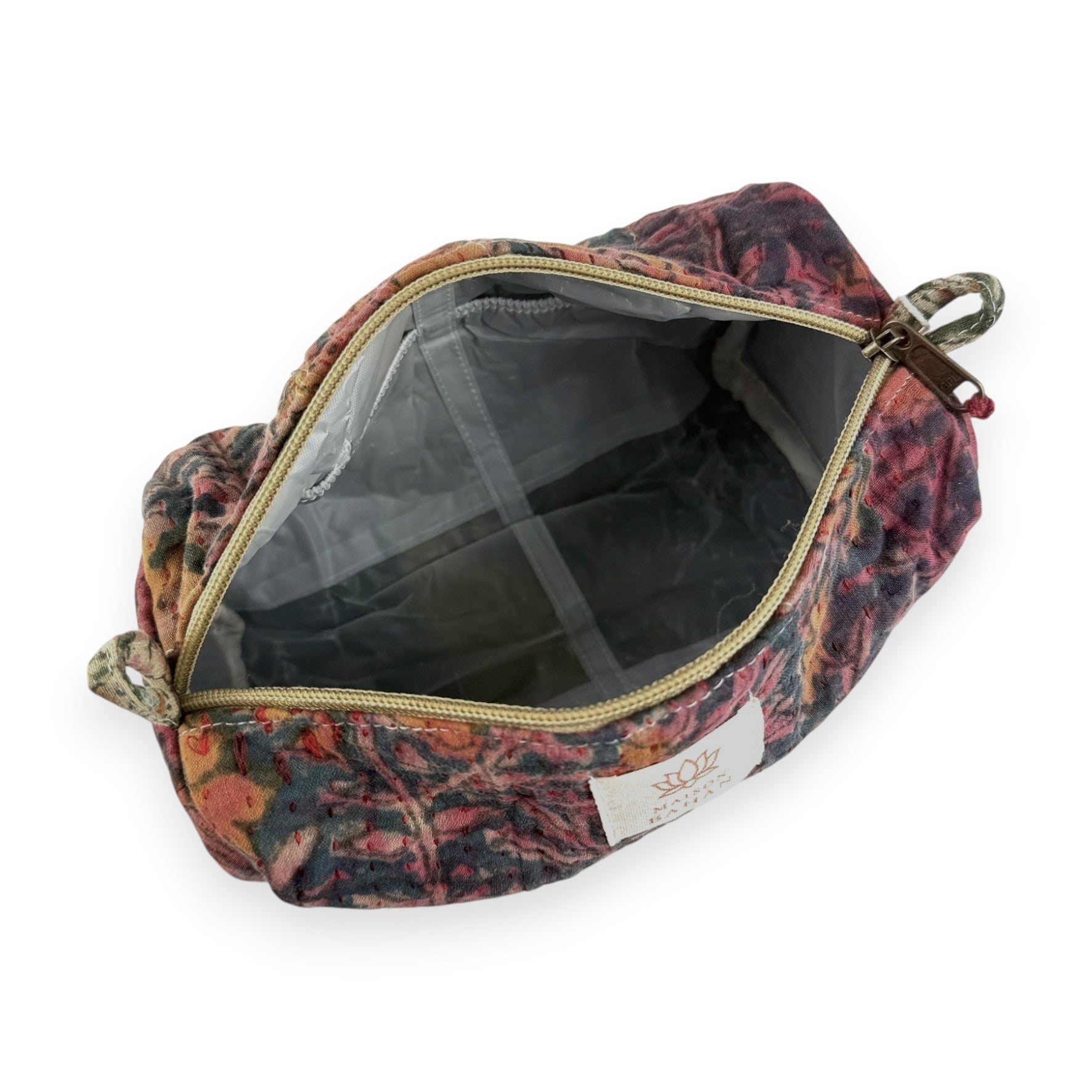 Trousse toilette maquillage Kantha Bagru en coton artisanal vintage accessoire yoga bohème femme Maison Bahan