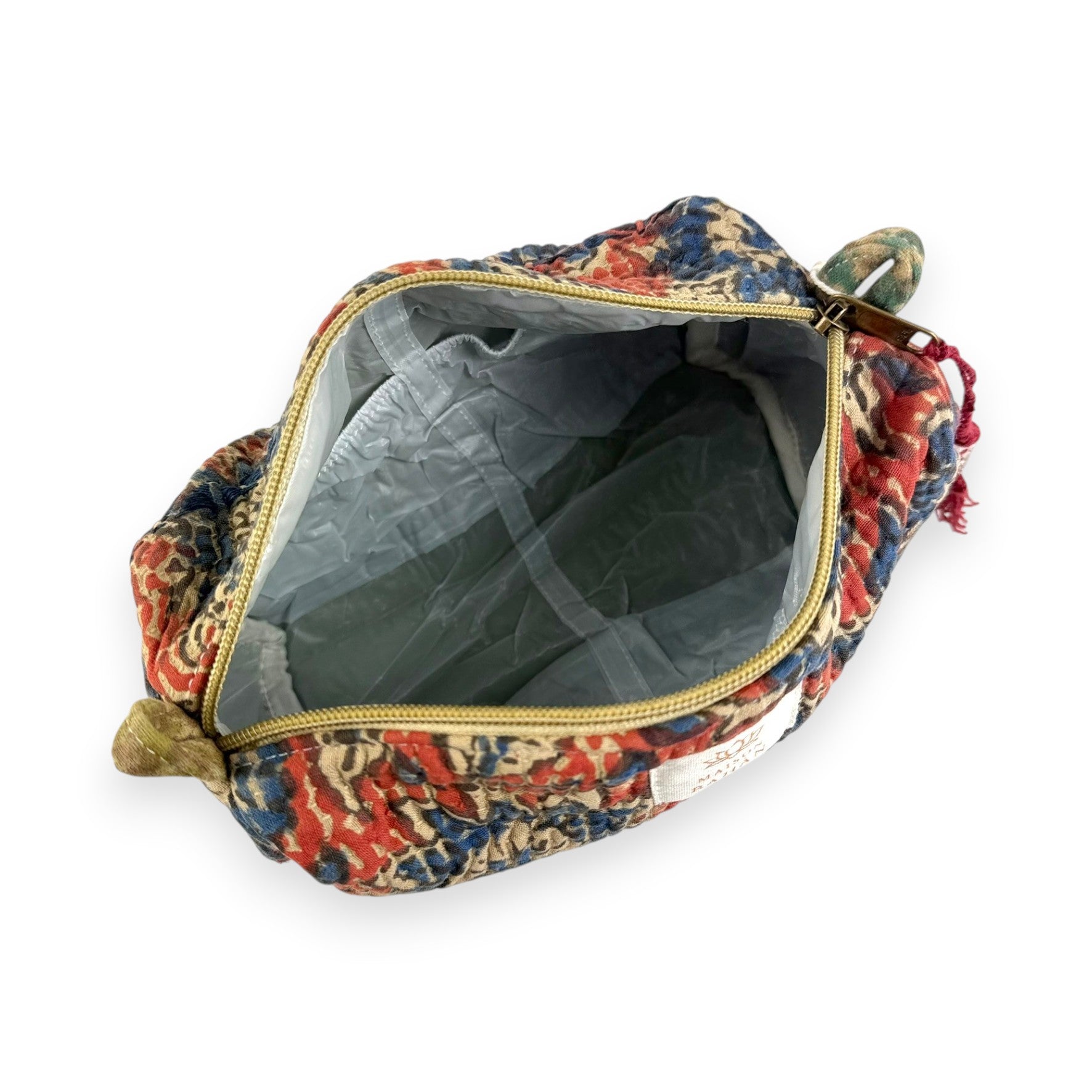 Trousse toilette maquillage Kantha Bagru en coton artisanal vintage accessoire yoga bohème femme Maison Bahan