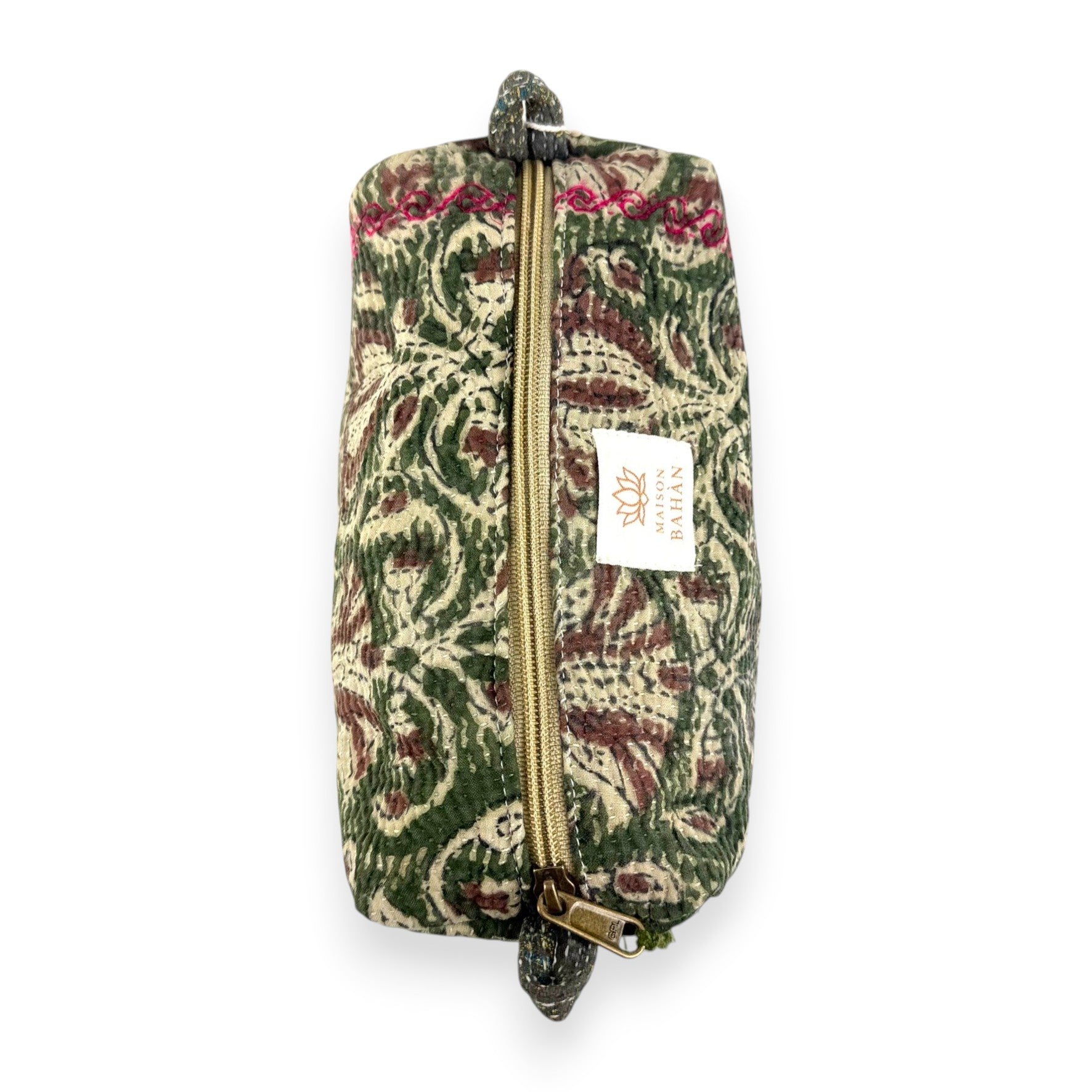 Trousse toilette maquillage Kantha Bagru en coton artisanal vintage accessoire yoga bohème femme Maison Bahan