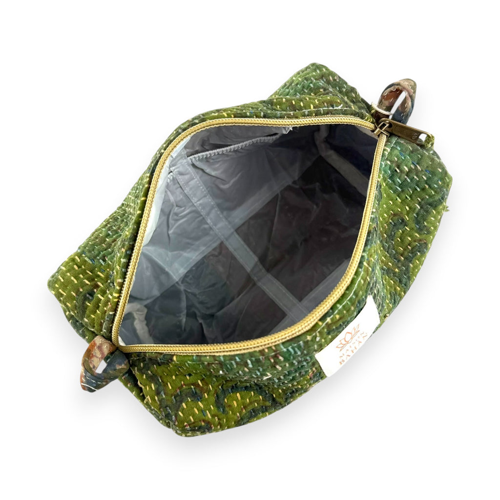 Trousse toilette maquillage Kantha Bagru en coton artisanal vintage accessoire yoga bohème femme Maison Bahan