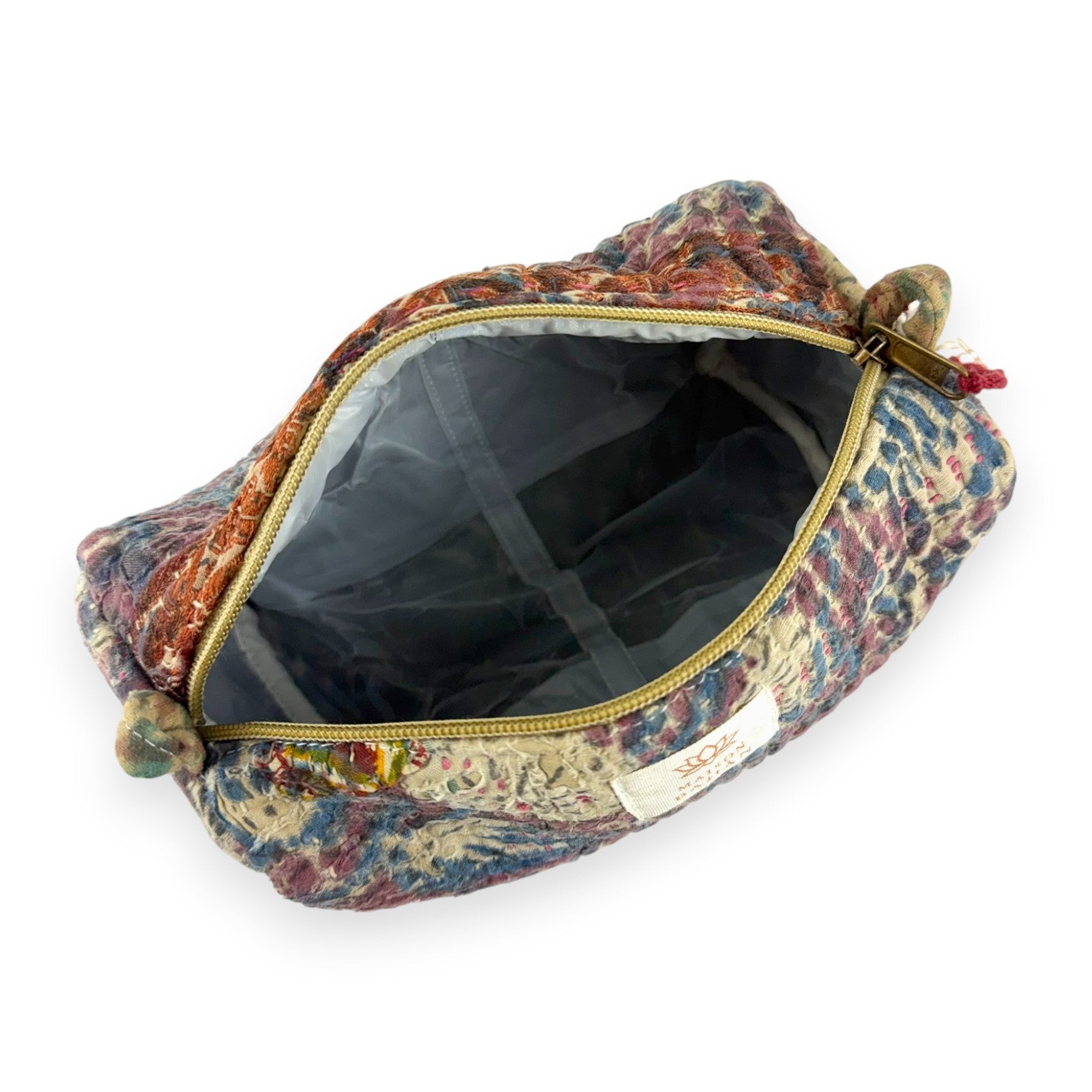 Trousse toilette maquillage Kantha Bagru en coton artisanal vintage accessoire yoga bohème femme Maison Bahan