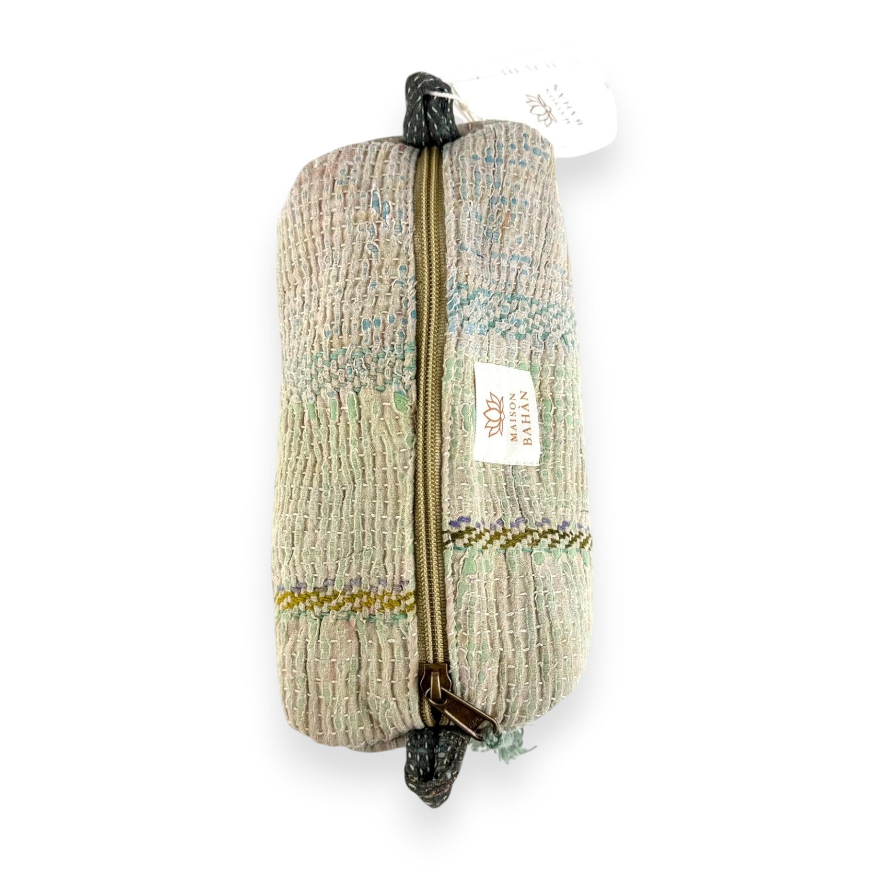 Trousse toilette maquillage Kantha Bagru en coton artisanal vintage accessoire yoga bohème femme Maison Bahan