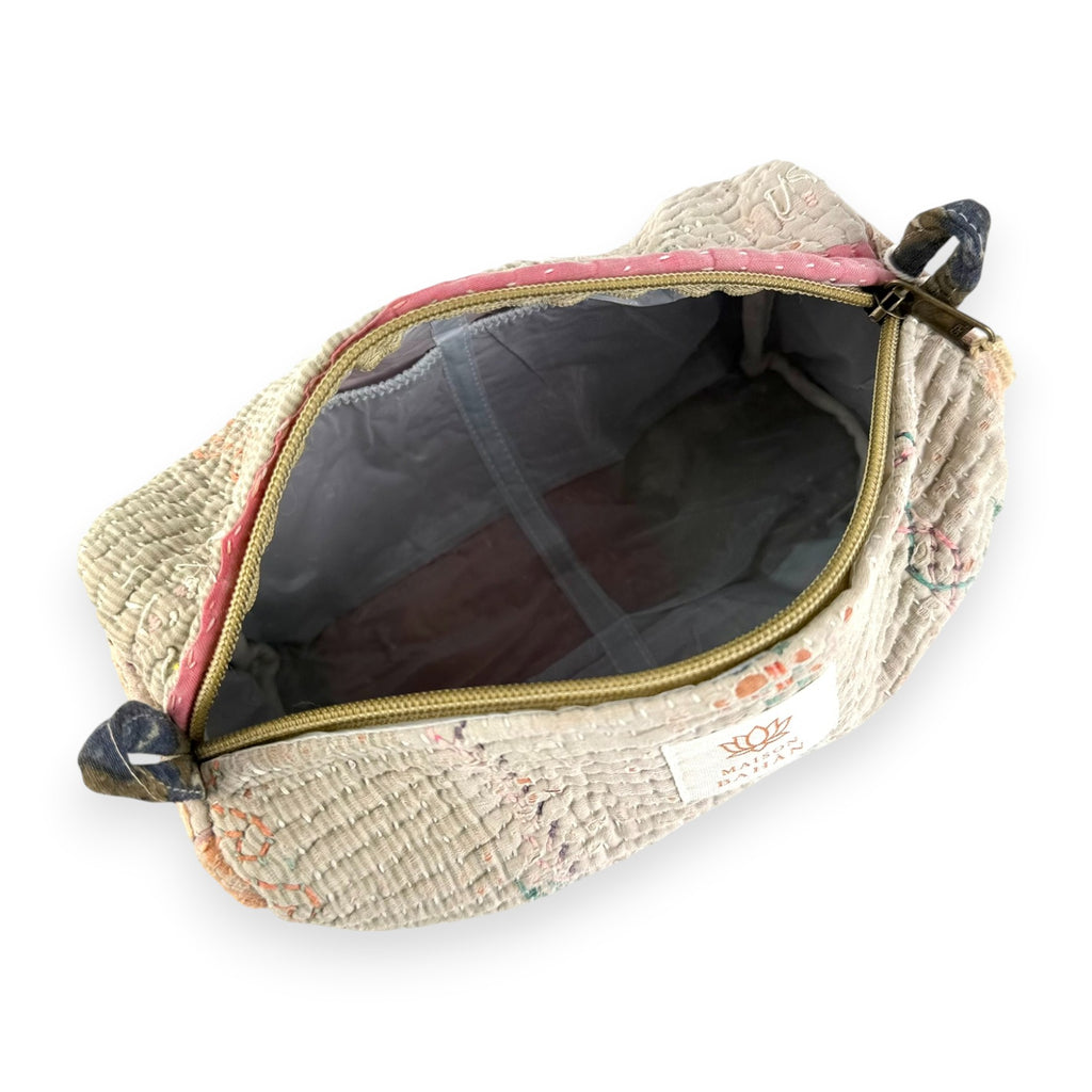 Trousse toilette maquillage Kantha Bagru en coton artisanal vintage accessoire yoga bohème femme Maison Bahan