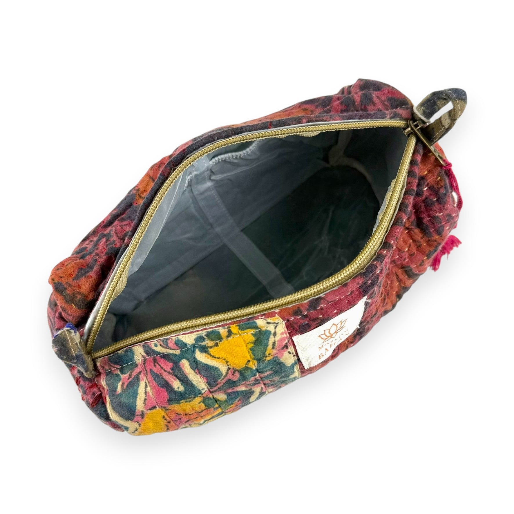 Trousse toilette maquillage Kantha Bagru en coton artisanal vintage accessoire yoga bohème femme Maison Bahan