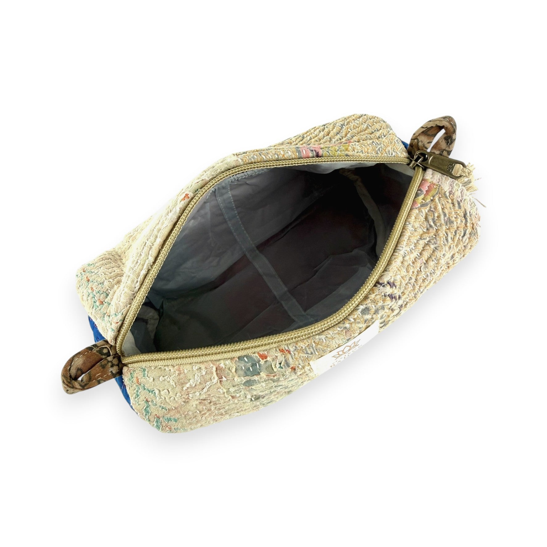 Trousse toilette maquillage Kantha Bagru en coton artisanal vintage accessoire yoga bohème femme Maison Bahan
