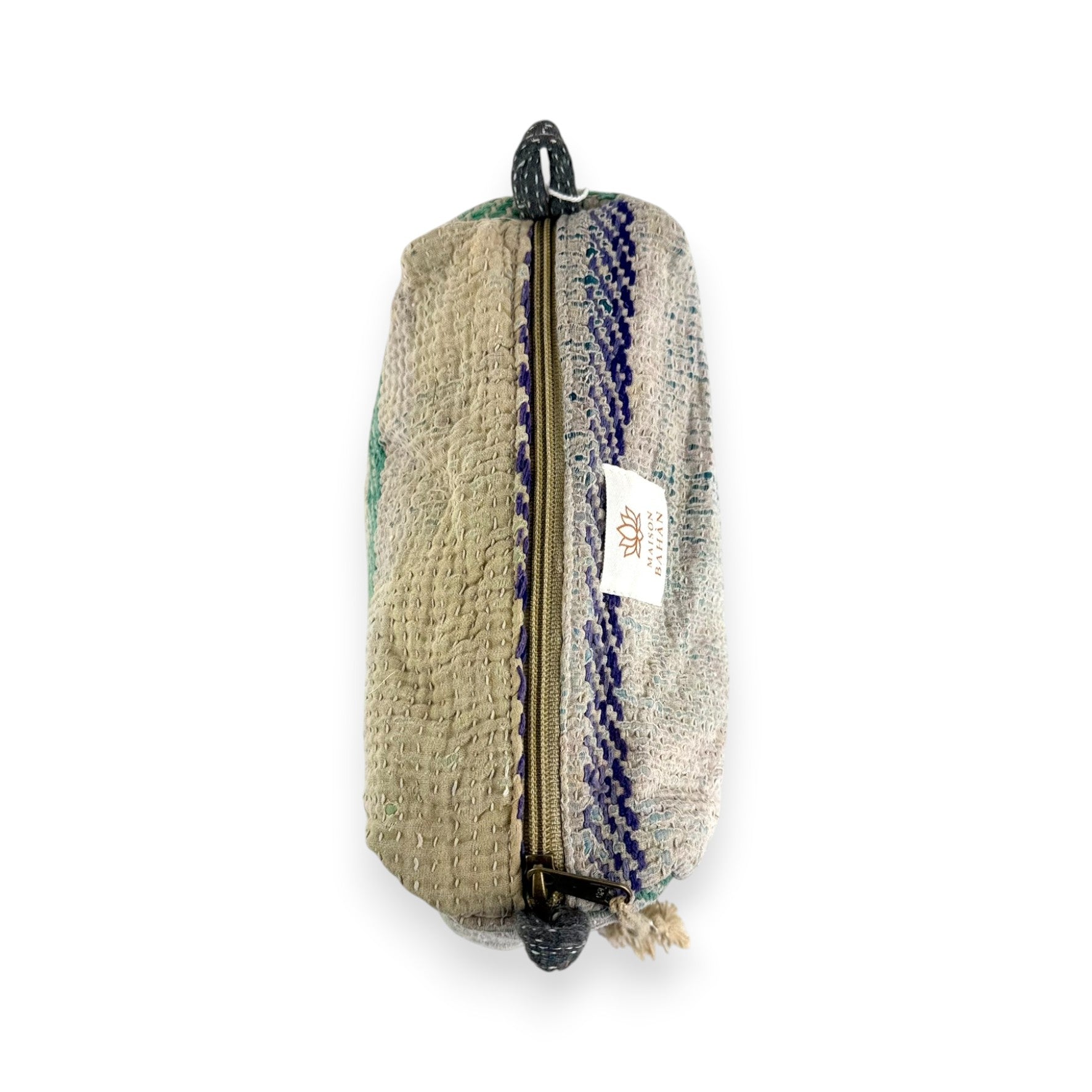 Trousse toilette maquillage Kantha Bagru en coton artisanal vintage accessoire yoga bohème femme Maison Bahan