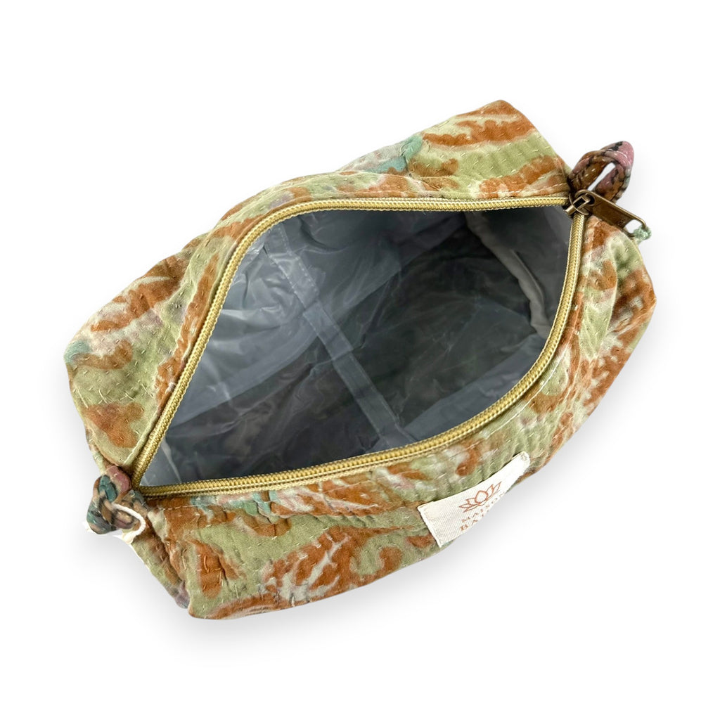 Trousse toilette maquillage Kantha Bagru en coton artisanal vintage accessoire yoga bohème femme Maison Bahan