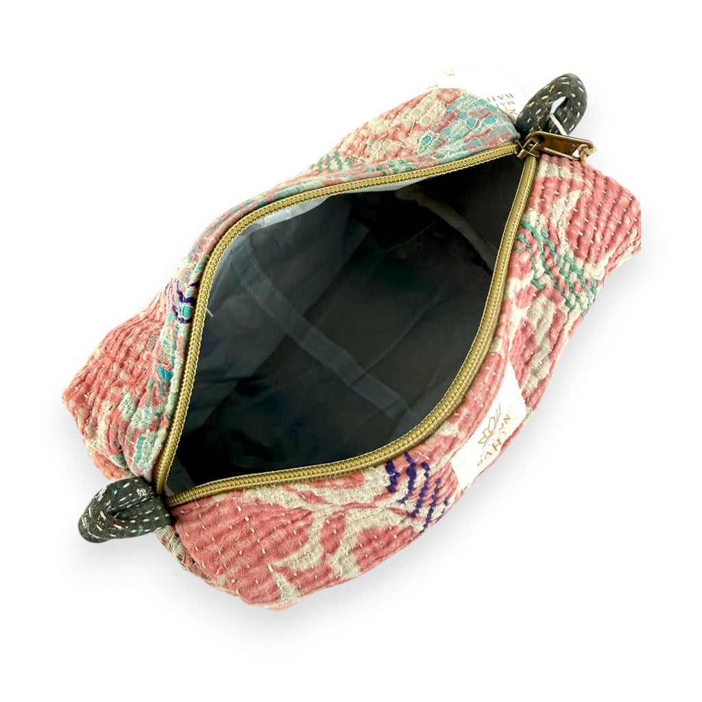 Trousse toilette maquillage Kantha Bagru en coton artisanal vintage accessoire yoga bohème femme Maison Bahan
