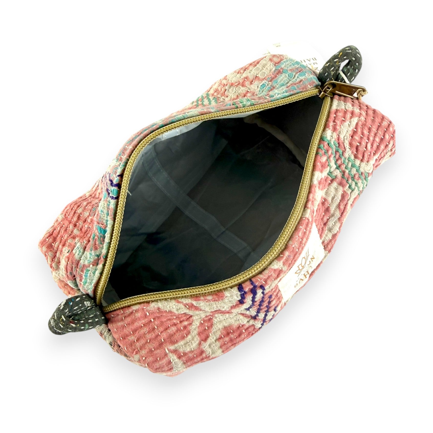 Trousse toilette maquillage Kantha Bagru en coton artisanal vintage accessoire yoga bohème femme Maison Bahan