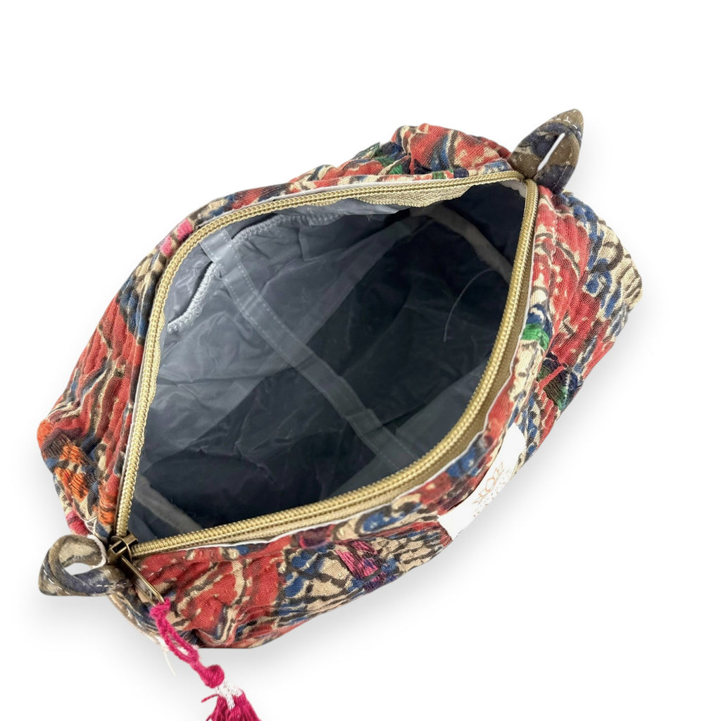 Trousse toilette maquillage Kantha Bagru en coton artisanal vintage accessoire yoga bohème femme Maison Bahan