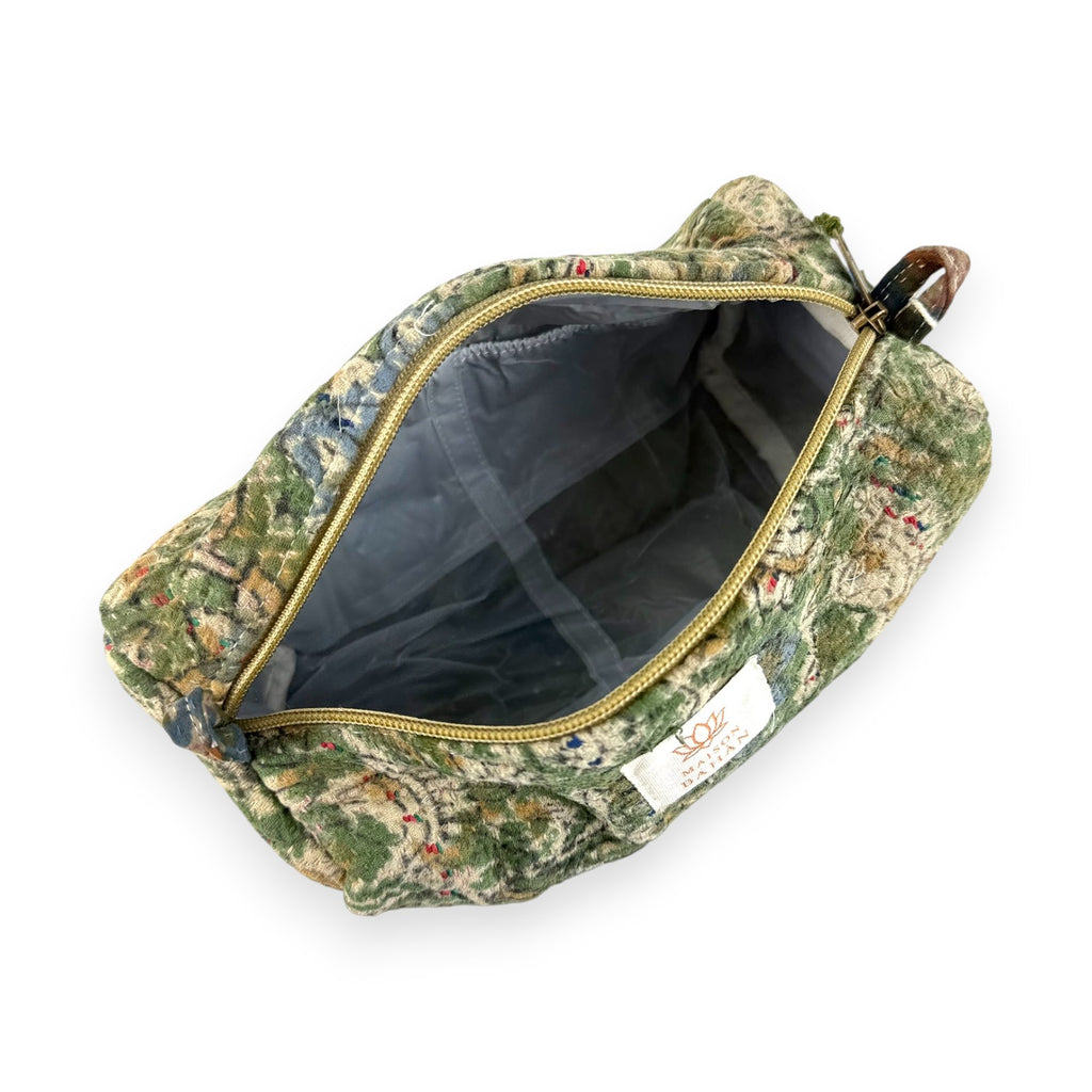 Trousse toilette maquillage Kantha Bagru en coton artisanal vintage accessoire yoga bohème femme Maison Bahan