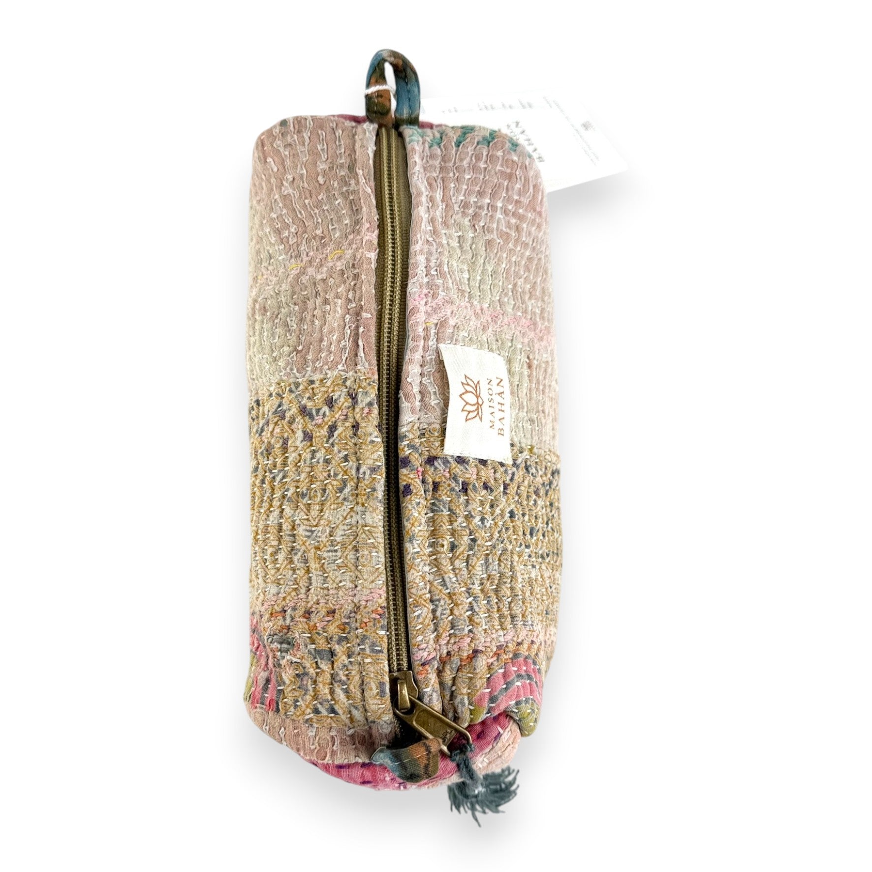 Trousse toilette maquillage Kantha Bagru en coton artisanal vintage accessoire yoga bohème femme Maison Bahan