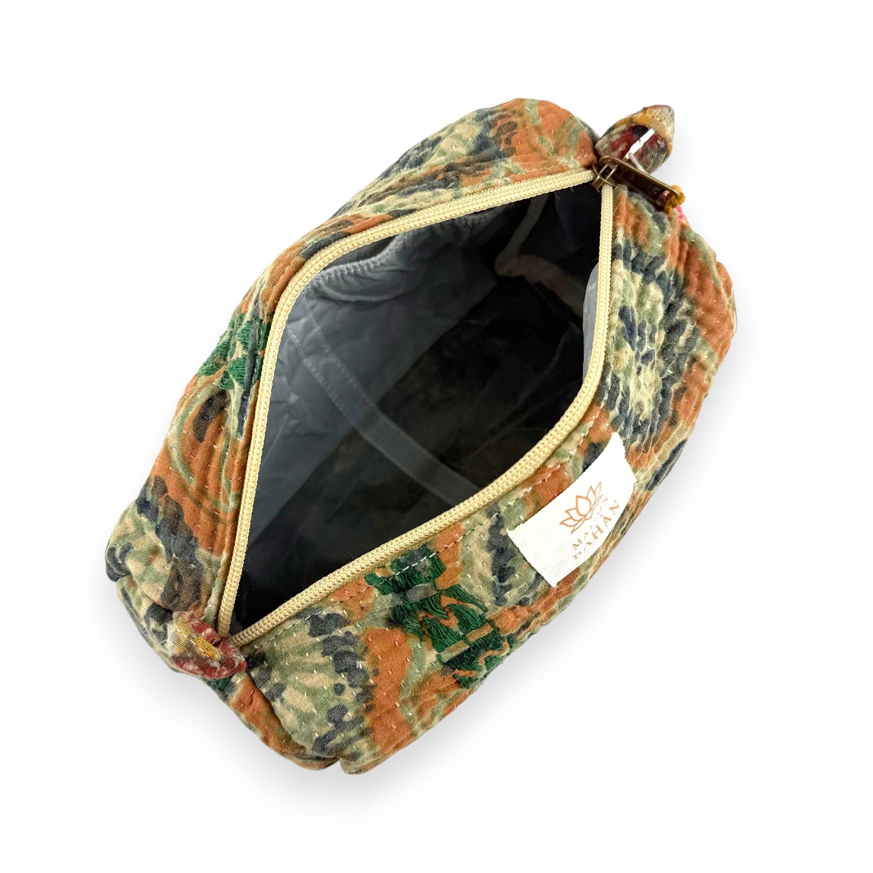 Trousse toilette maquillage Kantha Bagru en coton artisanal vintage accessoire yoga bohème femme Maison Bahan