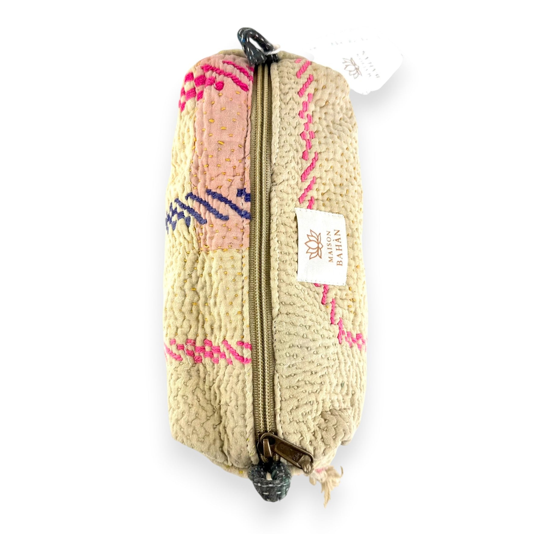 Trousse toilette maquillage Kantha Bagru en coton artisanal vintage accessoire yoga bohème femme Maison Bahan