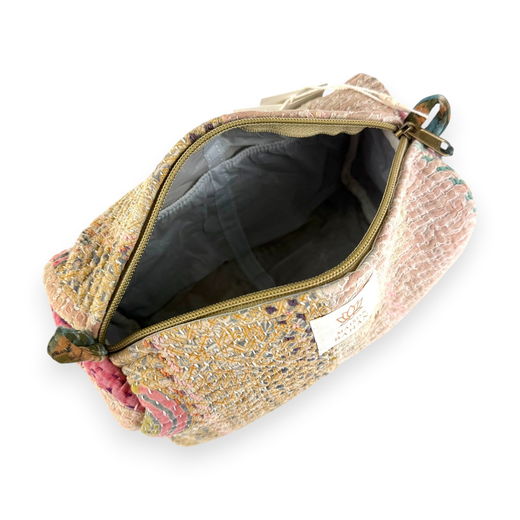 Trousse toilette maquillage Kantha Bagru en coton artisanal vintage accessoire yoga bohème femme Maison Bahan