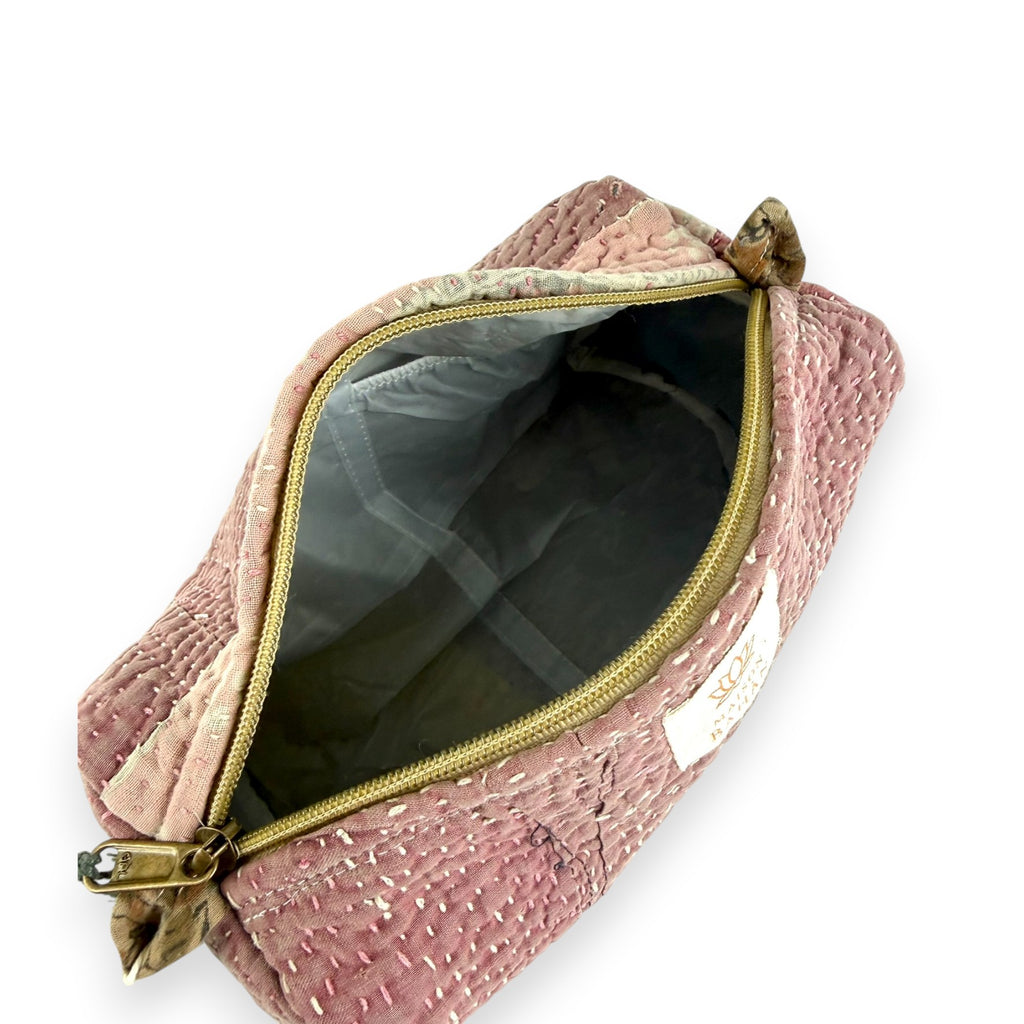 Trousse toilette maquillage Kantha Bagru en coton artisanal vintage accessoire yoga bohème femme Maison Bahan