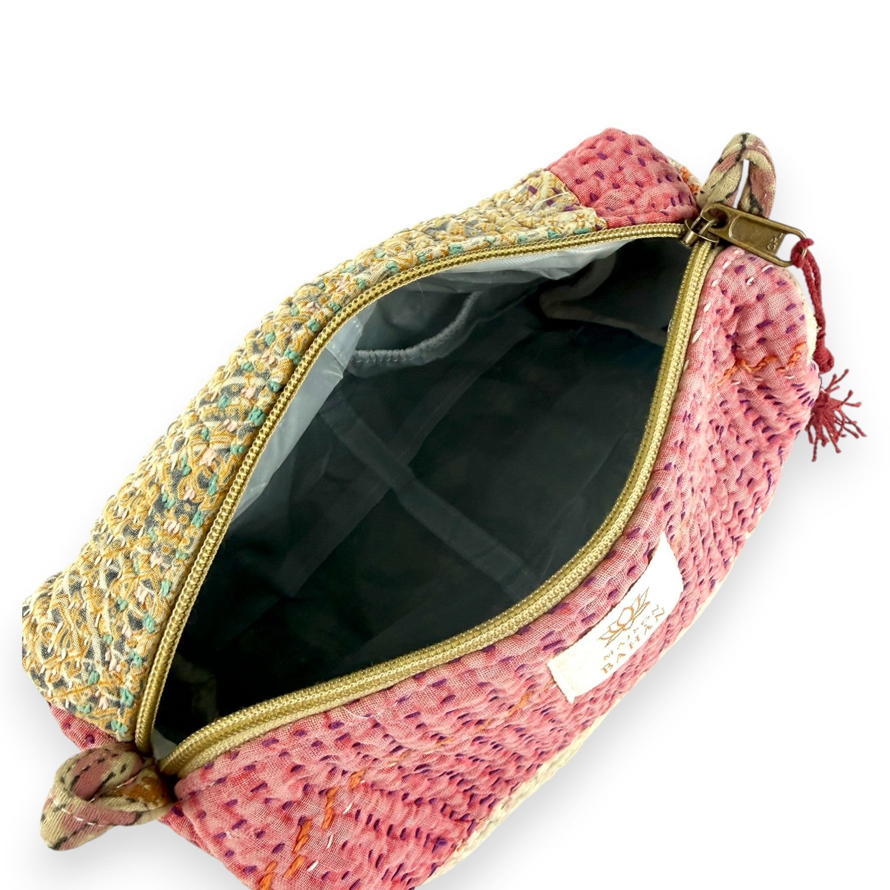 Trousse toilette maquillage Kantha Bagru en coton artisanal vintage accessoire yoga bohème femme Maison Bahan