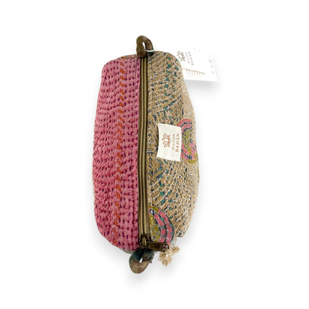 Trousse toilette maquillage Kantha Bagru en coton artisanal vintage accessoire yoga bohème femme Maison Bahan