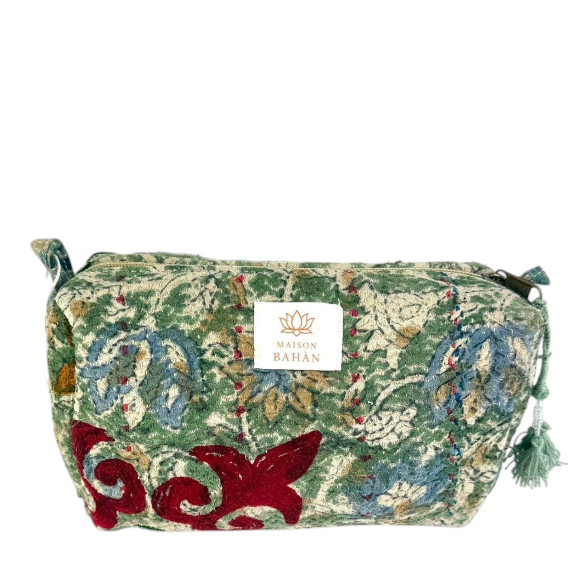 Trousse toilette maquillage Kantha Bagru en coton artisanal vintage accessoire yoga bohème femme Maison Bahan