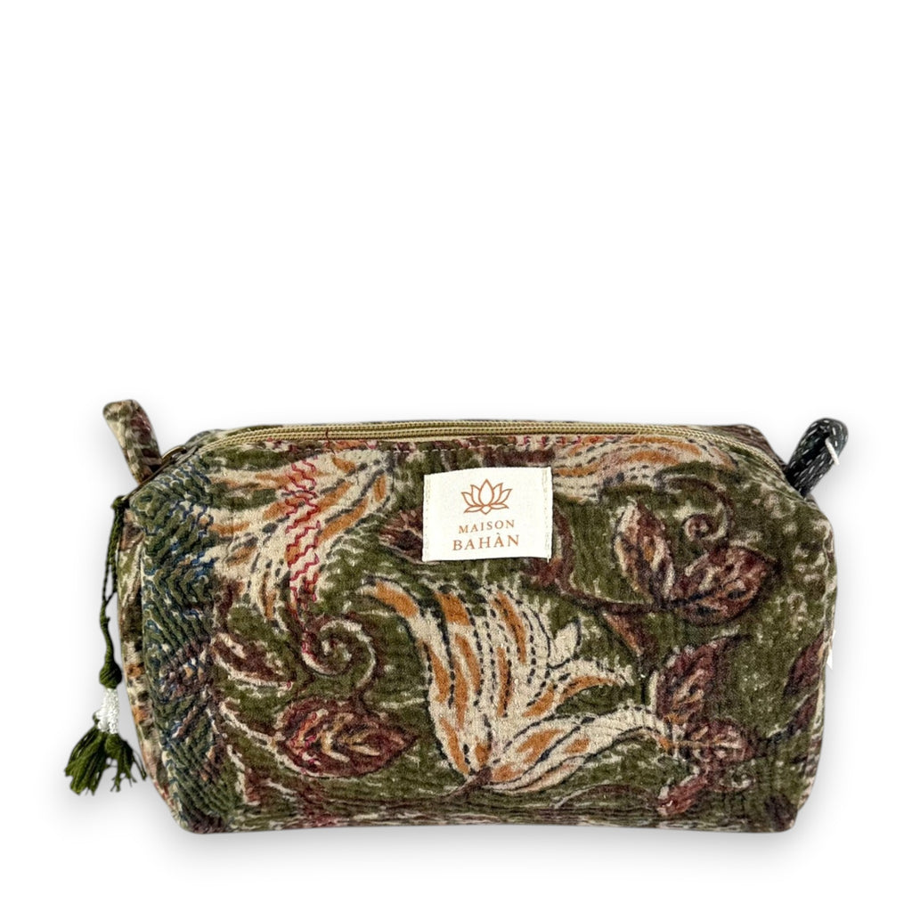 Trousse toilette maquillage Kantha Bagru en coton artisanal vintage accessoire yoga bohème femme Maison Bahan