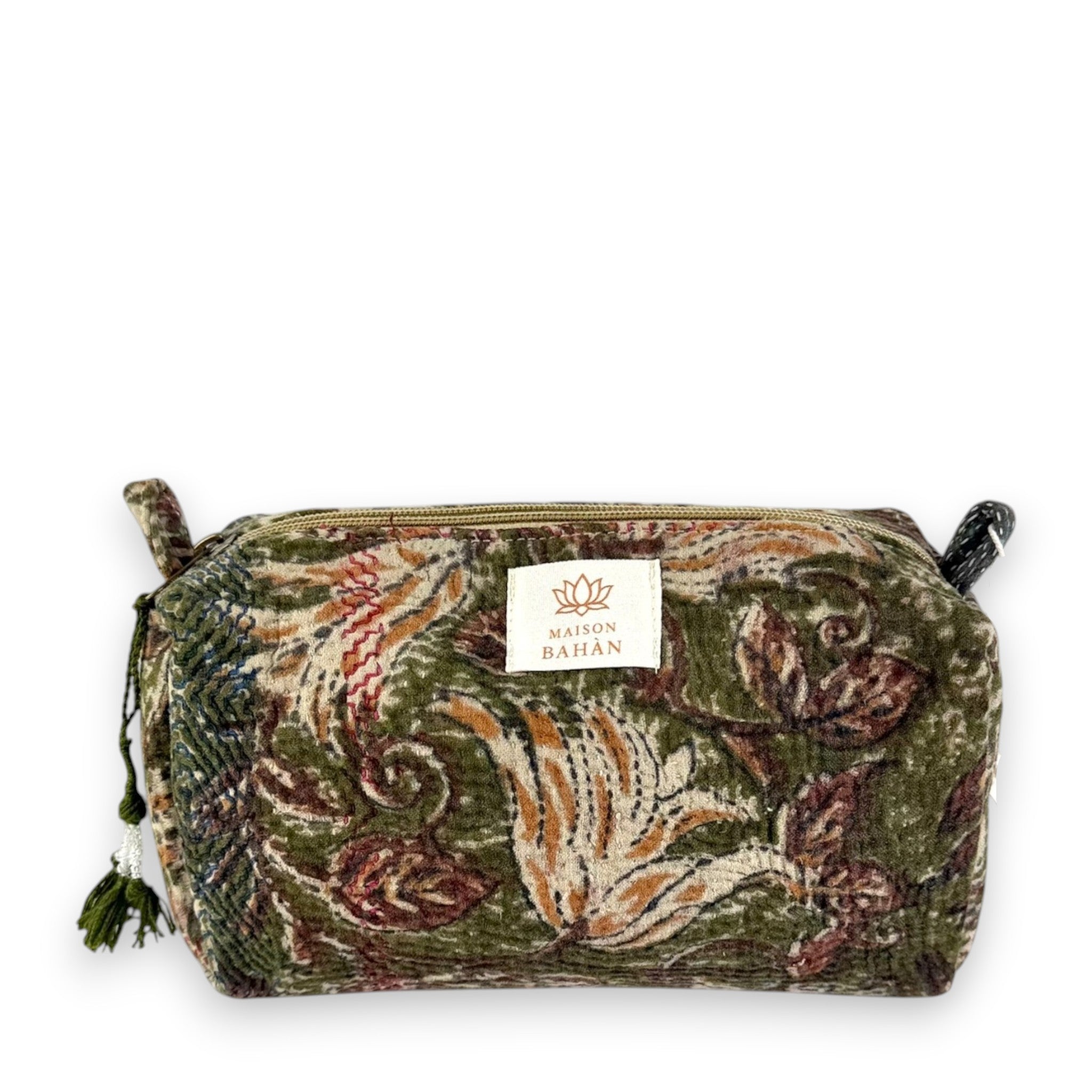 Trousse toilette maquillage Kantha Bagru en coton artisanal vintage accessoire yoga bohème femme Maison Bahan