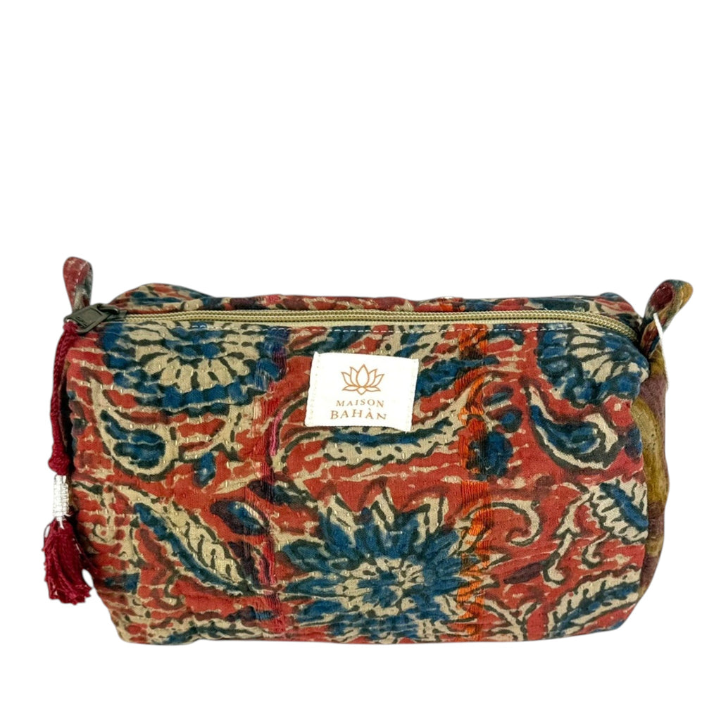 Trousse toilette maquillage Kantha Bagru en coton artisanal vintage accessoire yoga bohème femme Maison Bahan