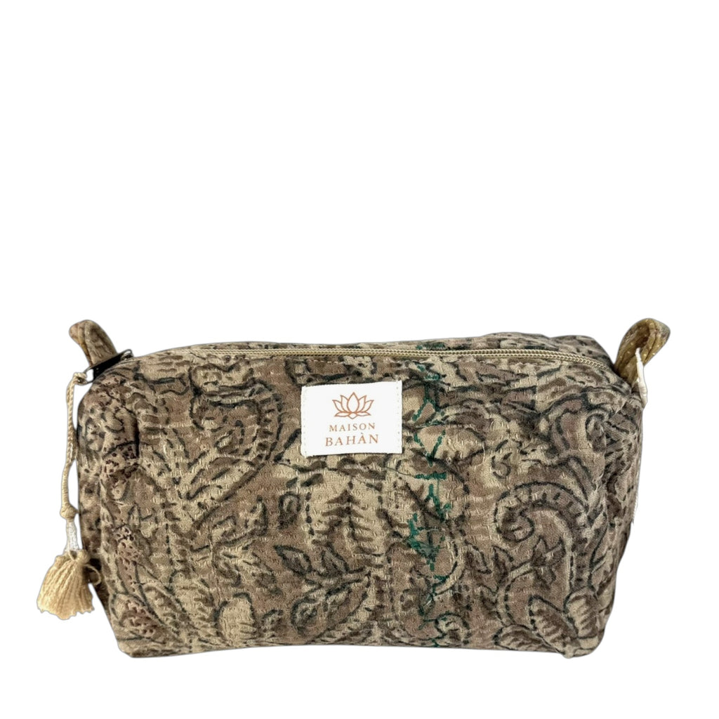 Trousse toilette maquillage Kantha Bagru en coton artisanal vintage accessoire yoga bohème femme Maison Bahan