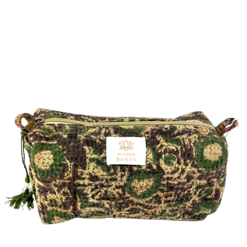 Trousse toilette maquillage Kantha Bagru en coton artisanal vintage accessoire yoga bohème femme Maison Bahan