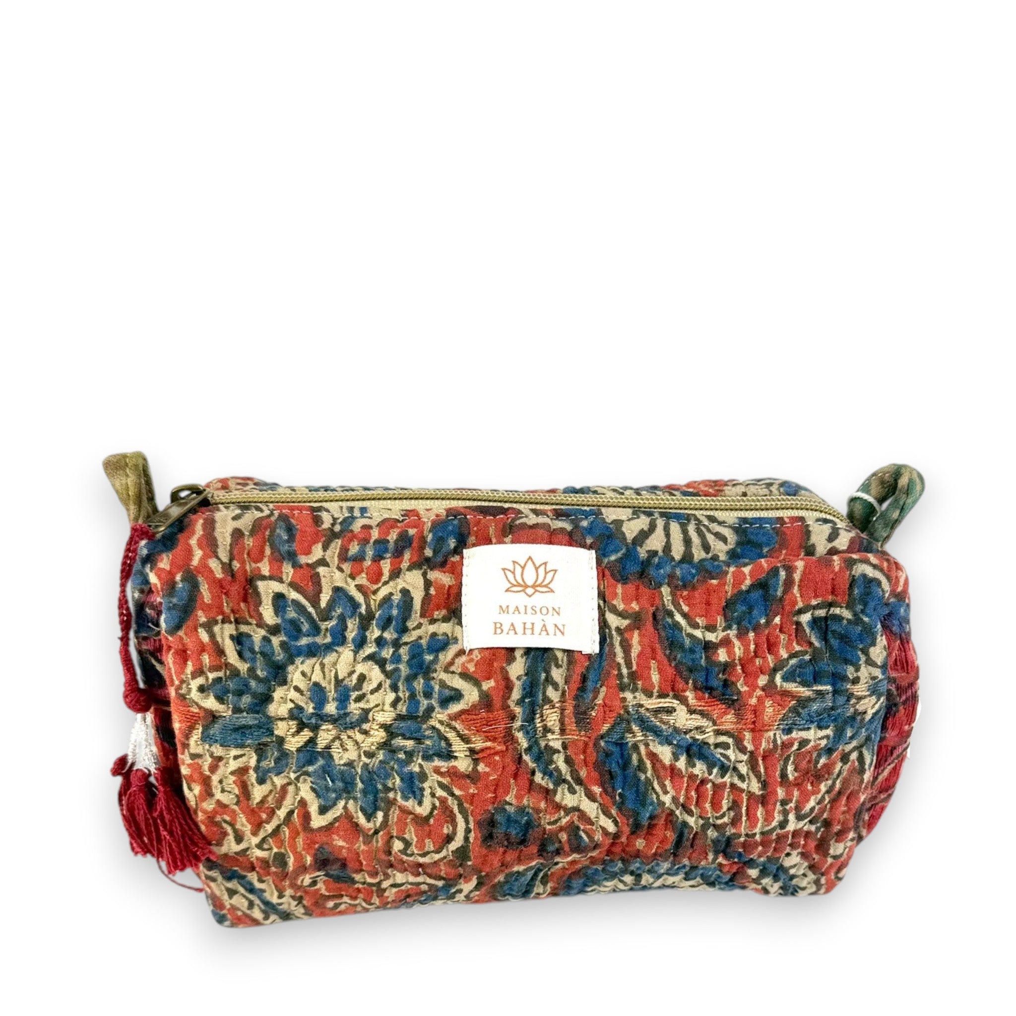 Trousse toilette maquillage Kantha Bagru en coton artisanal vintage accessoire yoga bohème femme Maison Bahan