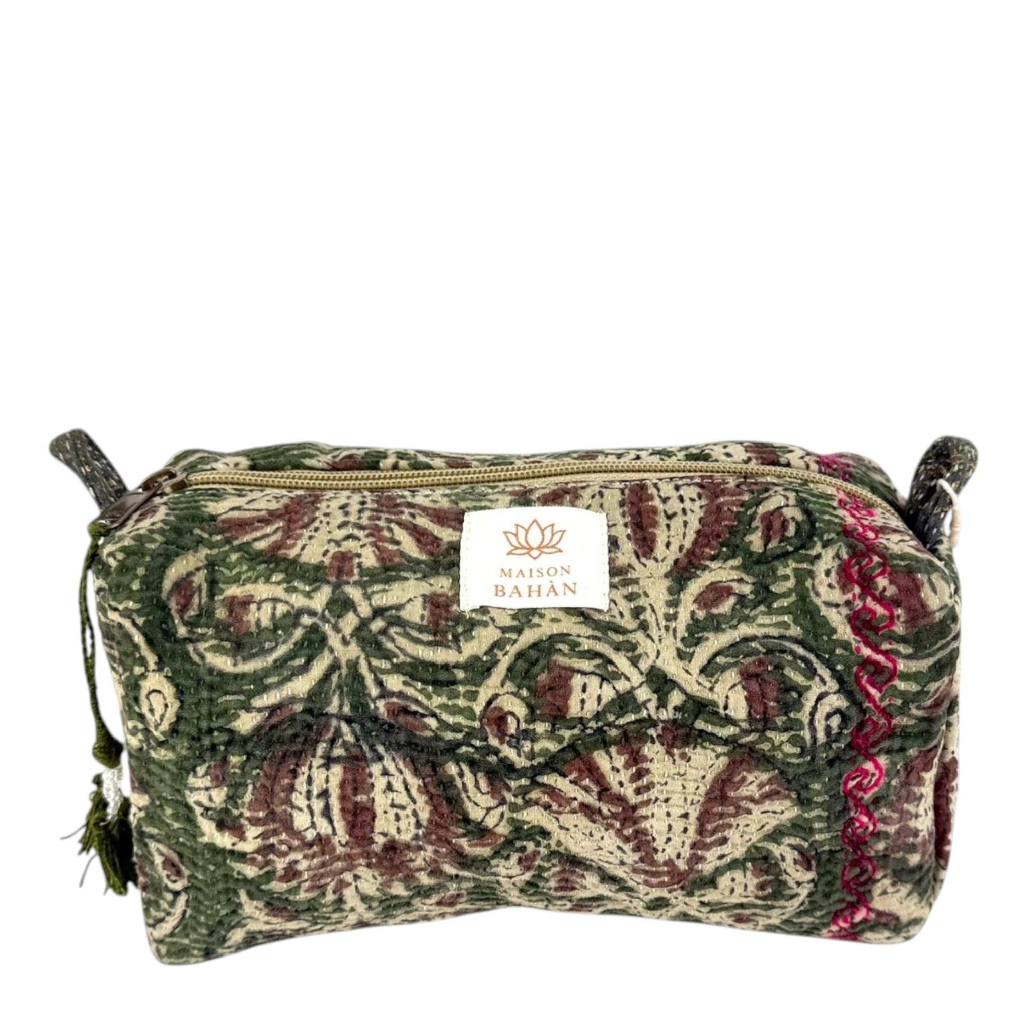 Trousse toilette maquillage Kantha Bagru en coton artisanal vintage accessoire yoga bohème femme Maison Bahan