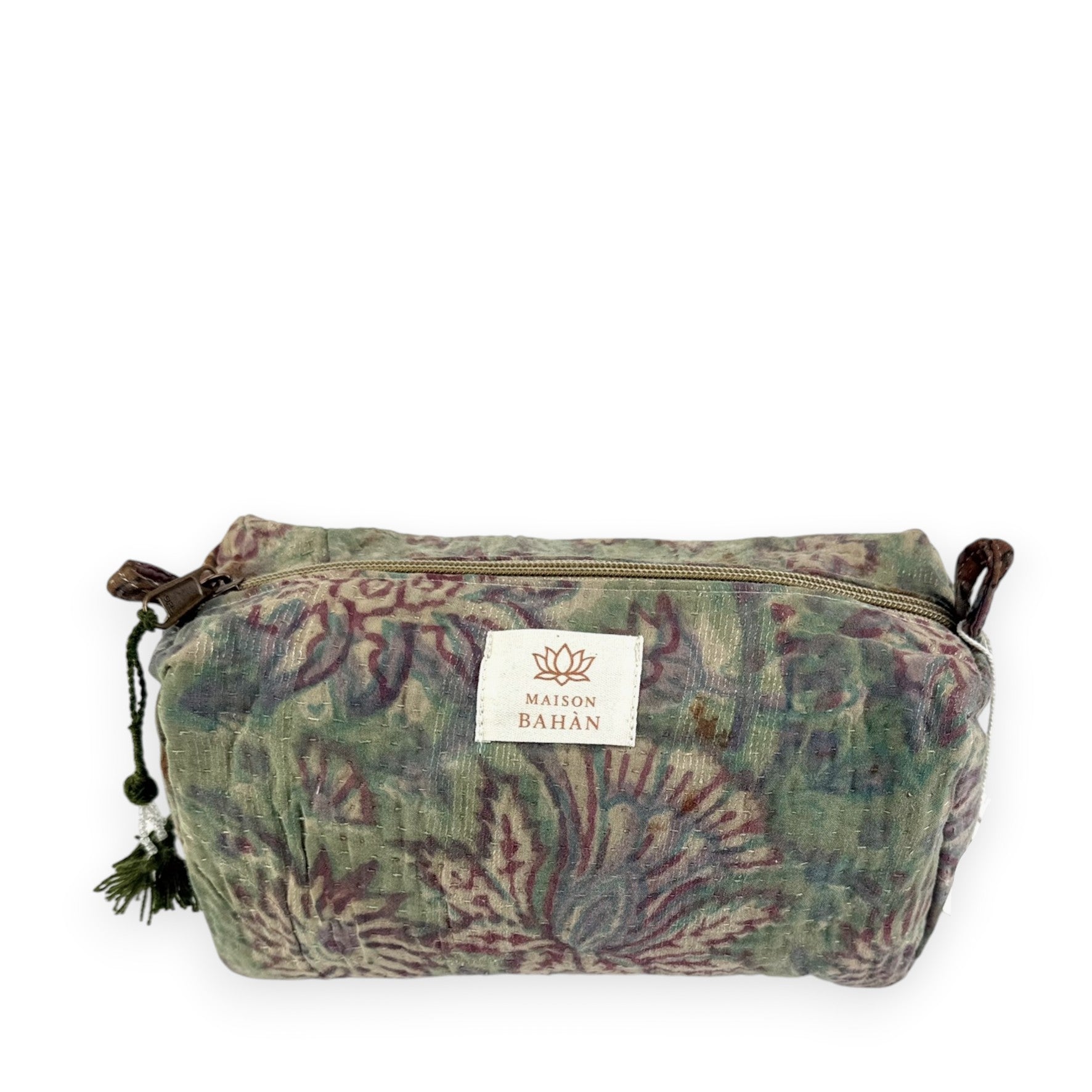 Trousse toilette maquillage Kantha Bagru en coton artisanal vintage accessoire yoga bohème femme Maison Bahan
