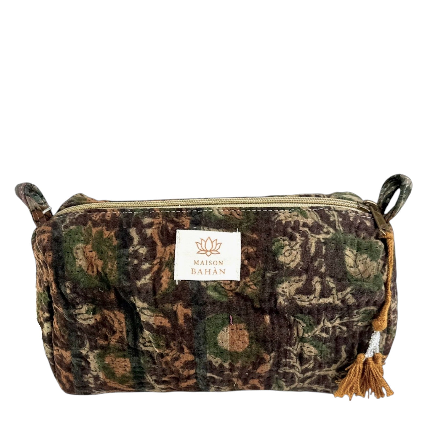 Trousse toilette maquillage Kantha Bagru en coton artisanal vintage accessoire yoga bohème femme Maison Bahan