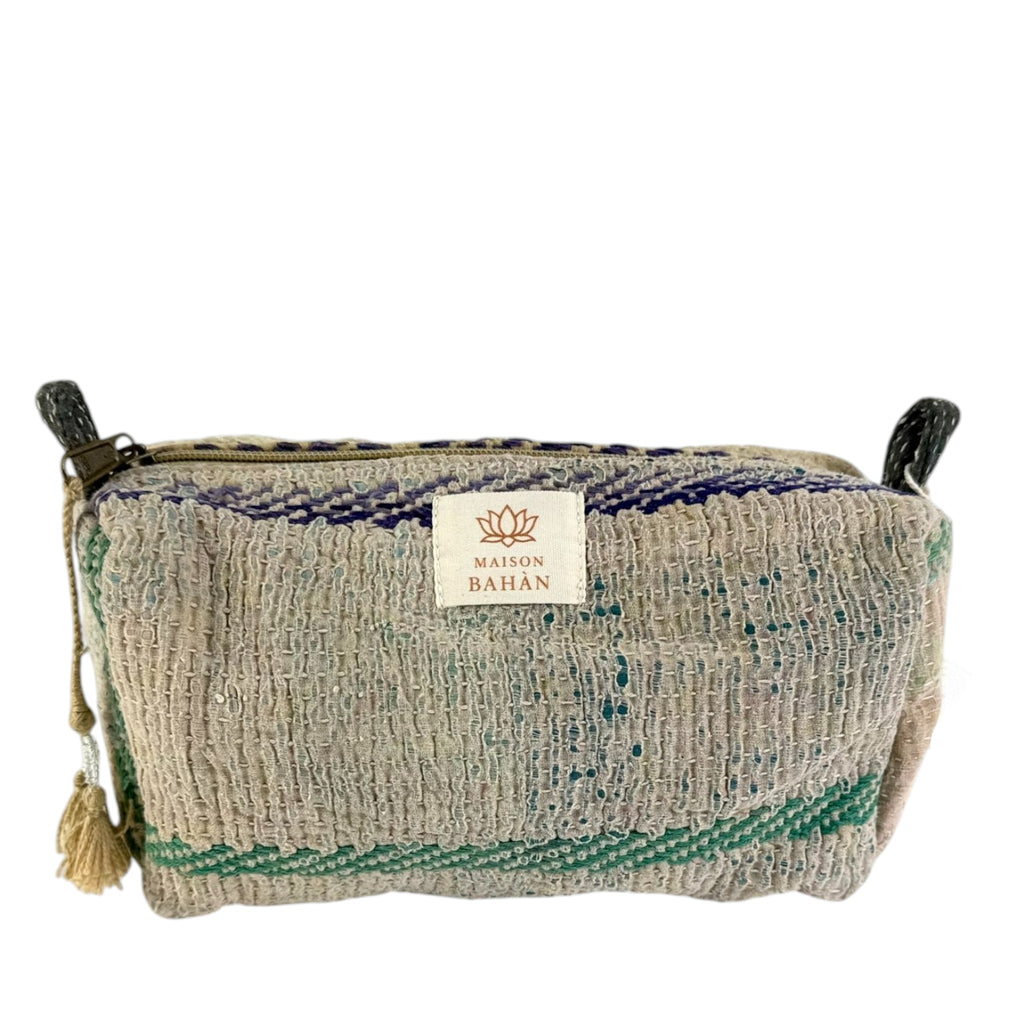 Trousse toilette maquillage Kantha Bagru en coton artisanal vintage accessoire yoga bohème femme Maison Bahan