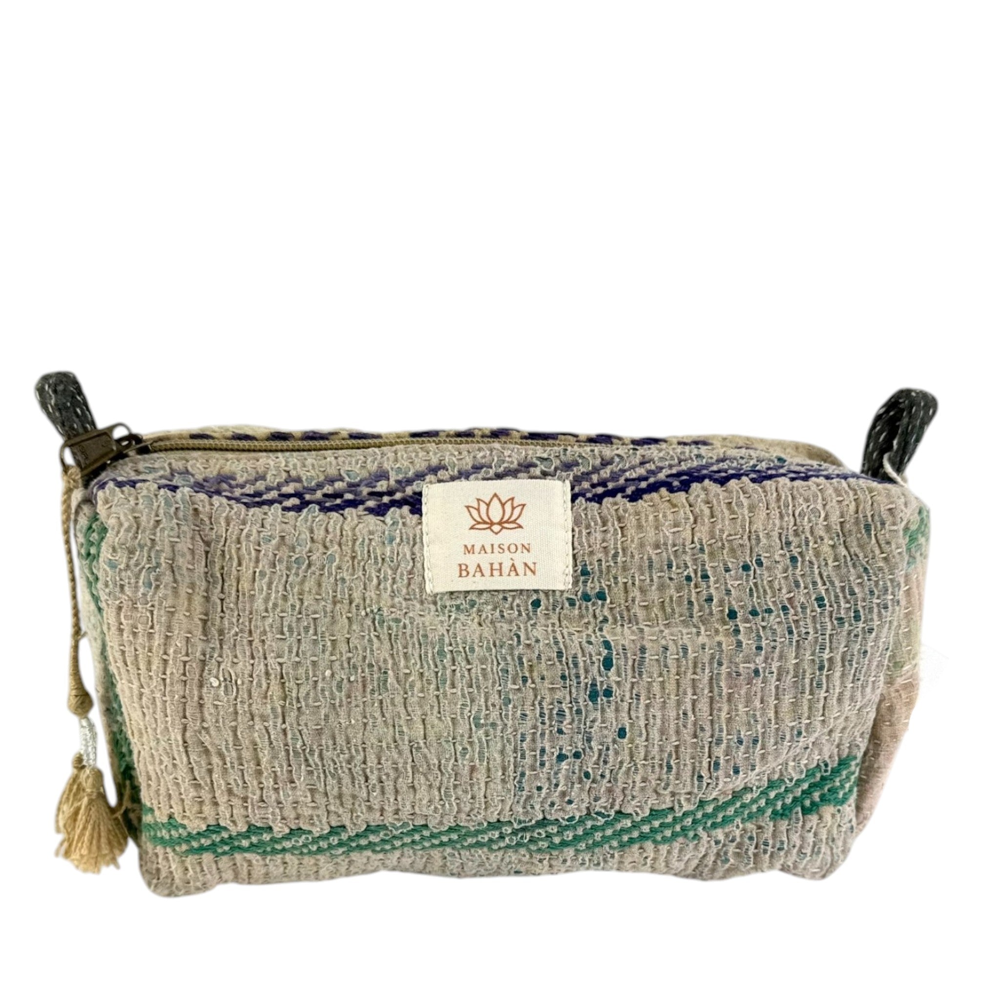 Trousse toilette maquillage Kantha Bagru en coton artisanal vintage accessoire yoga bohème femme Maison Bahan