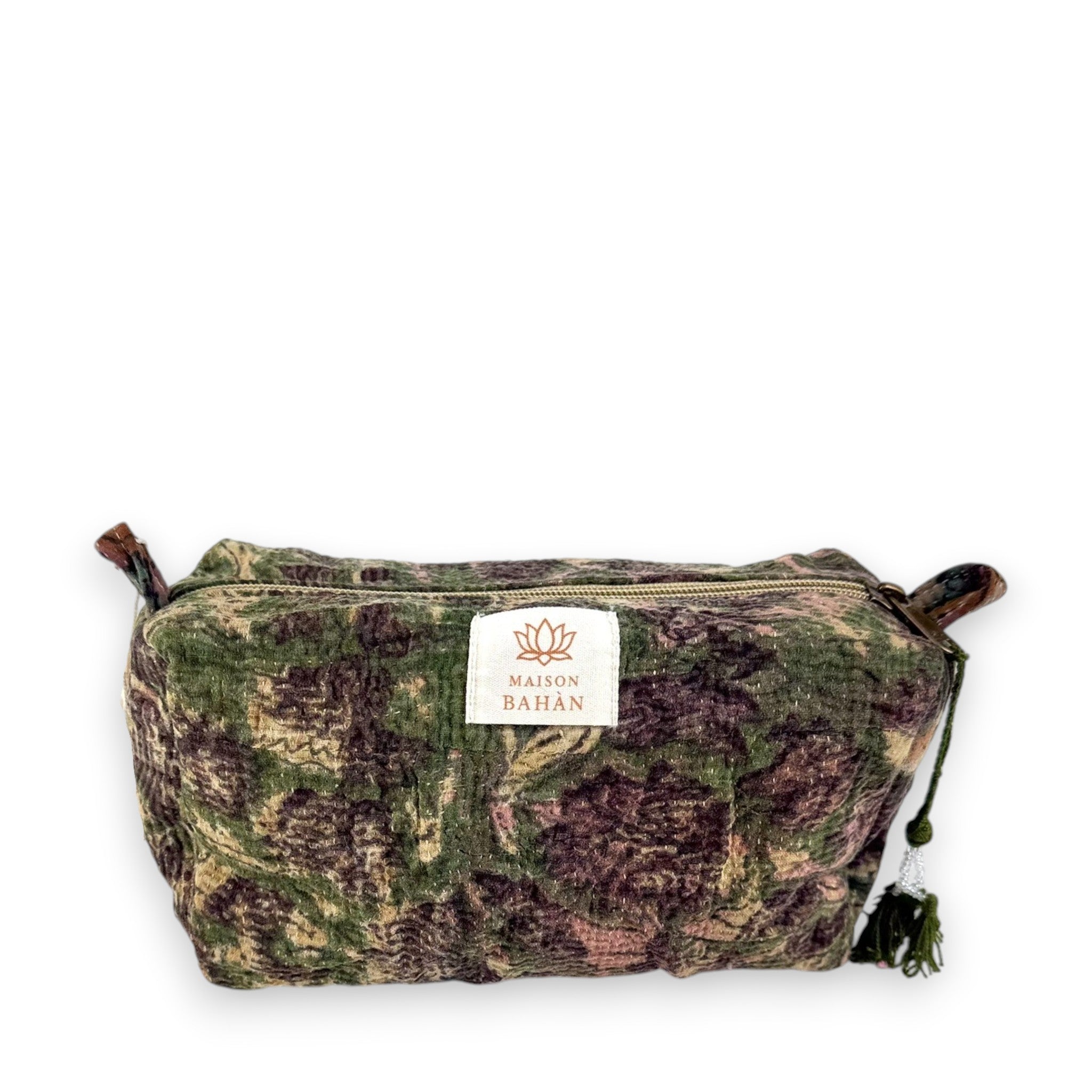 Trousse toilette maquillage Kantha Bagru en coton artisanal vintage accessoire yoga bohème femme Maison Bahan
