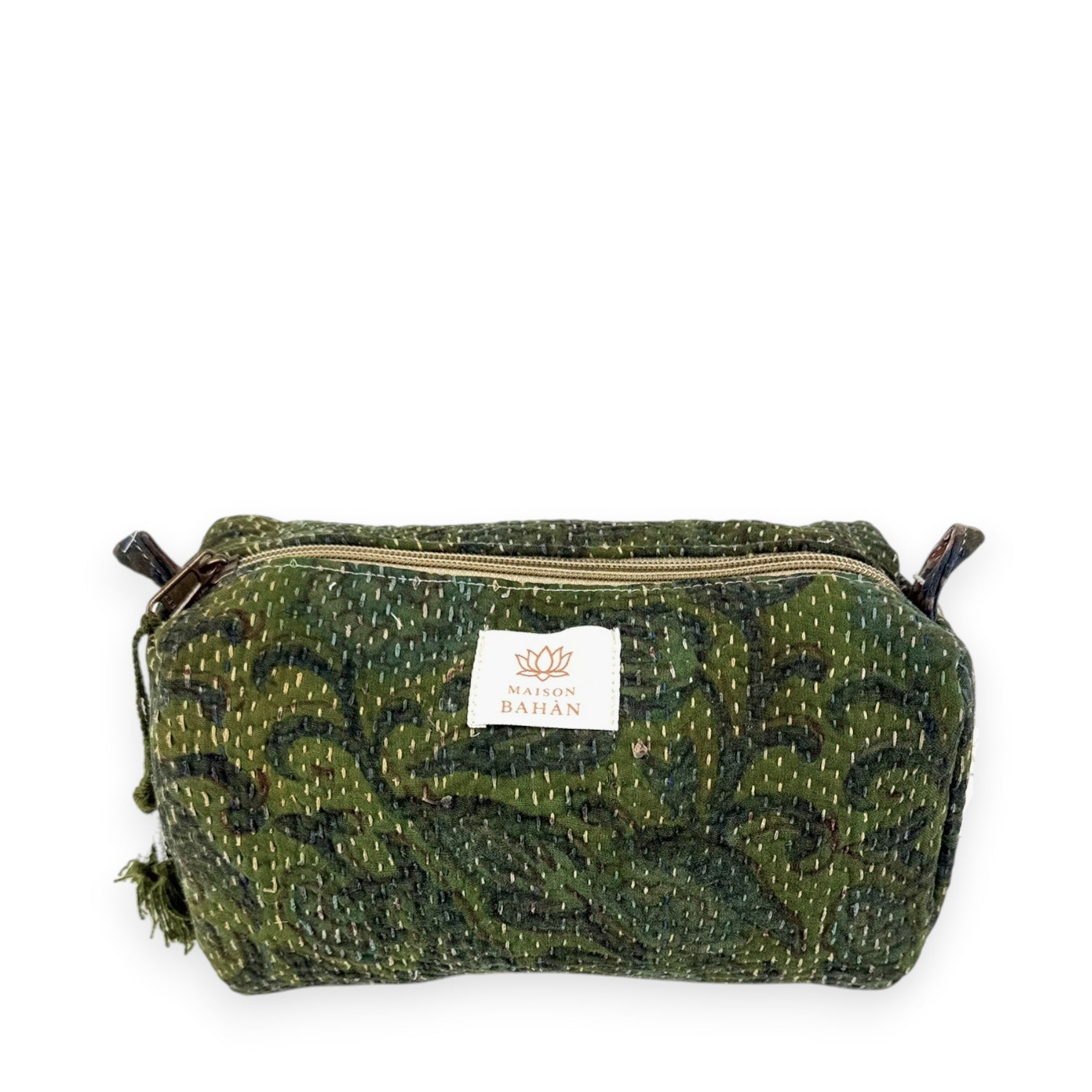 Trousse toilette maquillage Kantha Bagru en coton artisanal vintage accessoire yoga bohème femme Maison Bahan