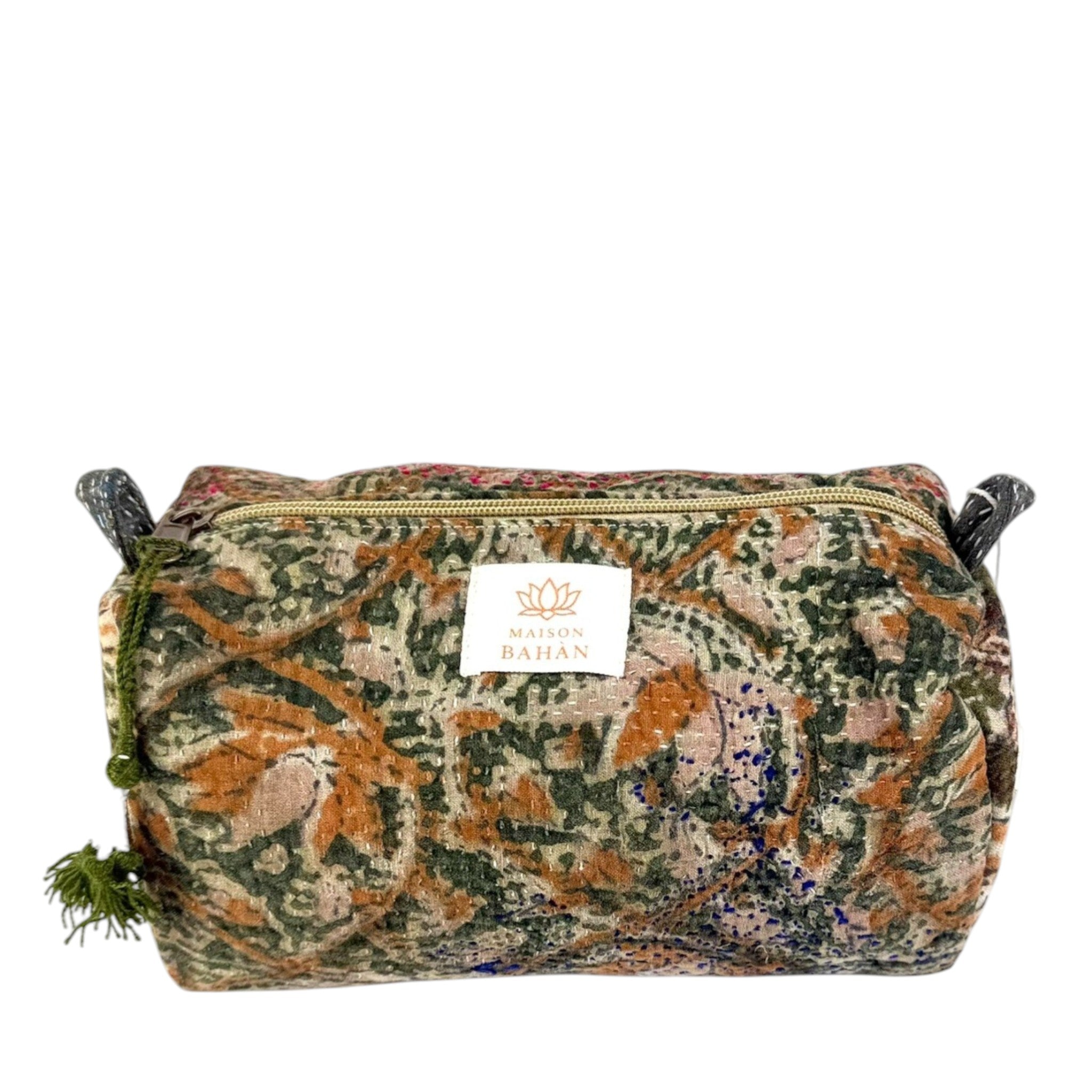 Trousse toilette maquillage Kantha Bagru en coton artisanal vintage accessoire yoga bohème femme Maison Bahan
