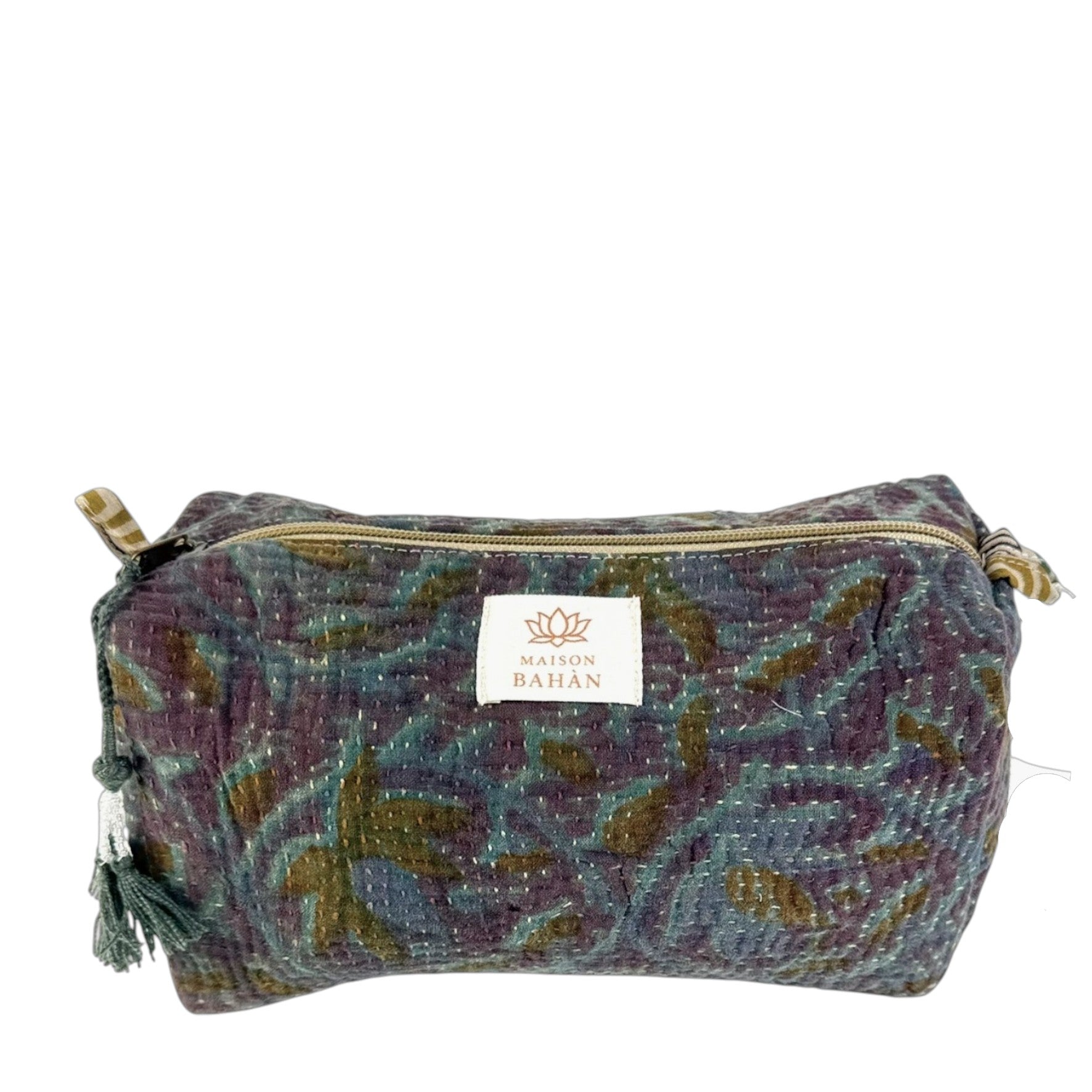 Trousse toilette maquillage Kantha Bagru en coton artisanal vintage accessoire yoga bohème femme Maison Bahan