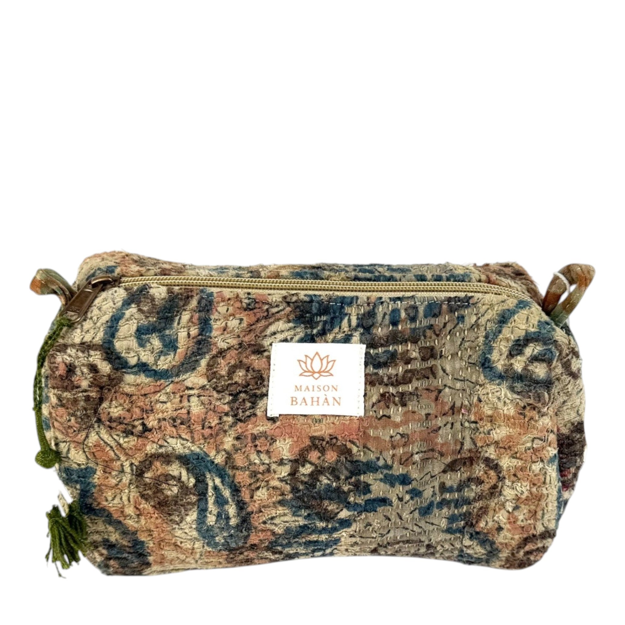 Trousse toilette maquillage Kantha Bagru en coton artisanal vintage accessoire yoga bohème femme Maison Bahan