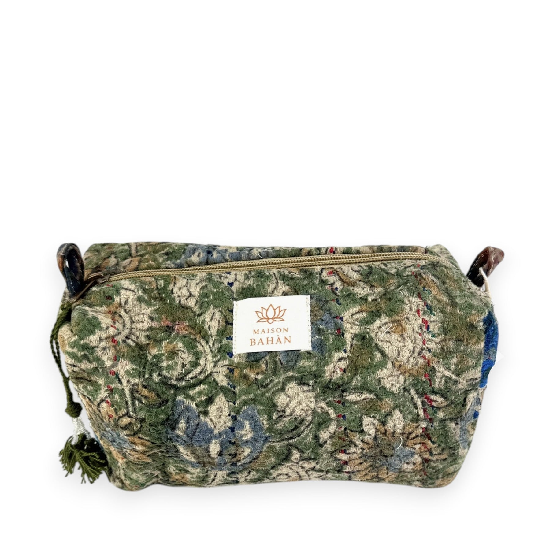 Trousse toilette maquillage Kantha Bagru en coton artisanal vintage accessoire yoga bohème femme Maison Bahan