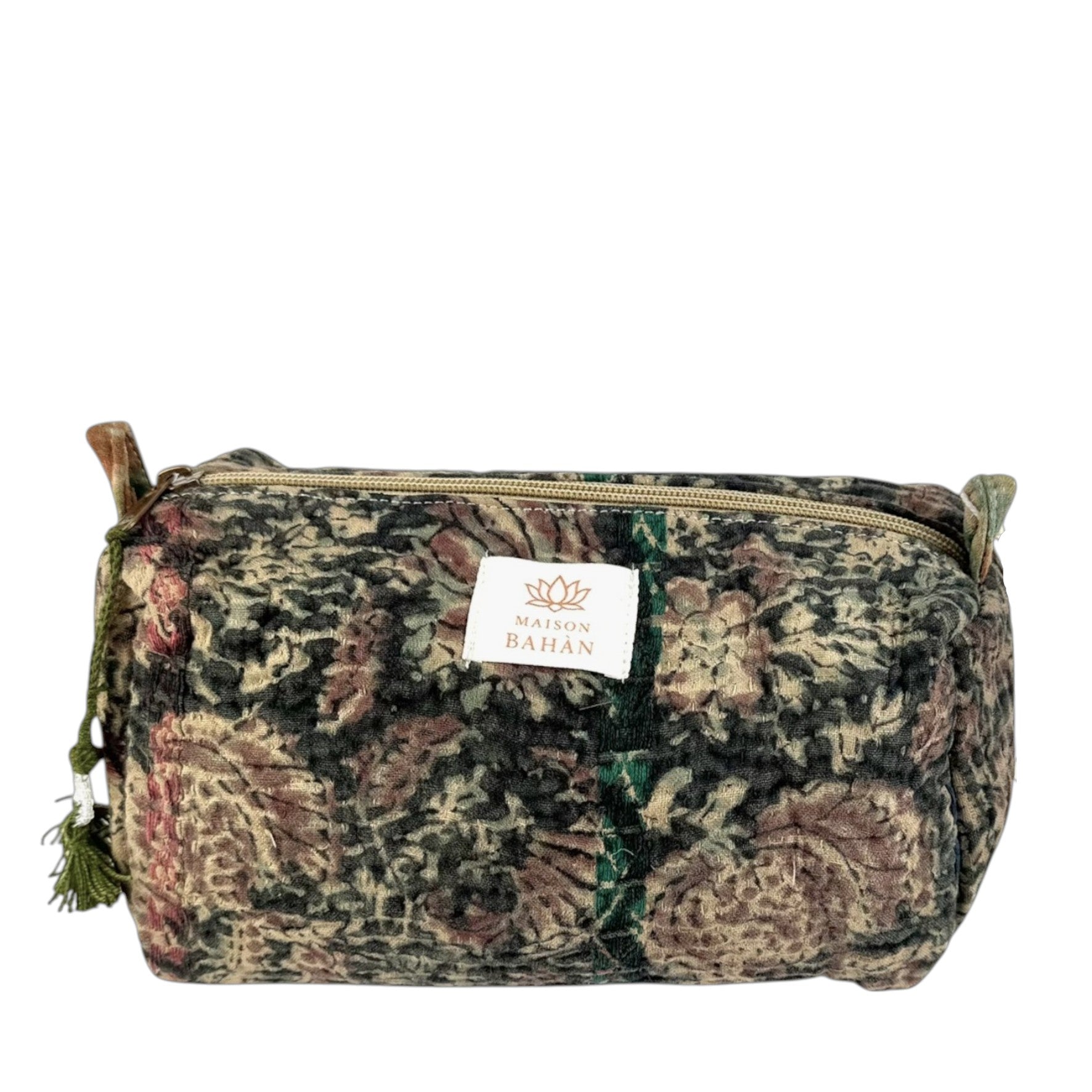 Trousse toilette maquillage Kantha Bagru en coton artisanal vintage accessoire yoga bohème femme Maison Bahan