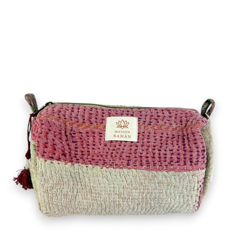 Trousse toilette maquillage Kantha Bagru en coton artisanal vintage accessoire yoga bohème femme Maison Bahan