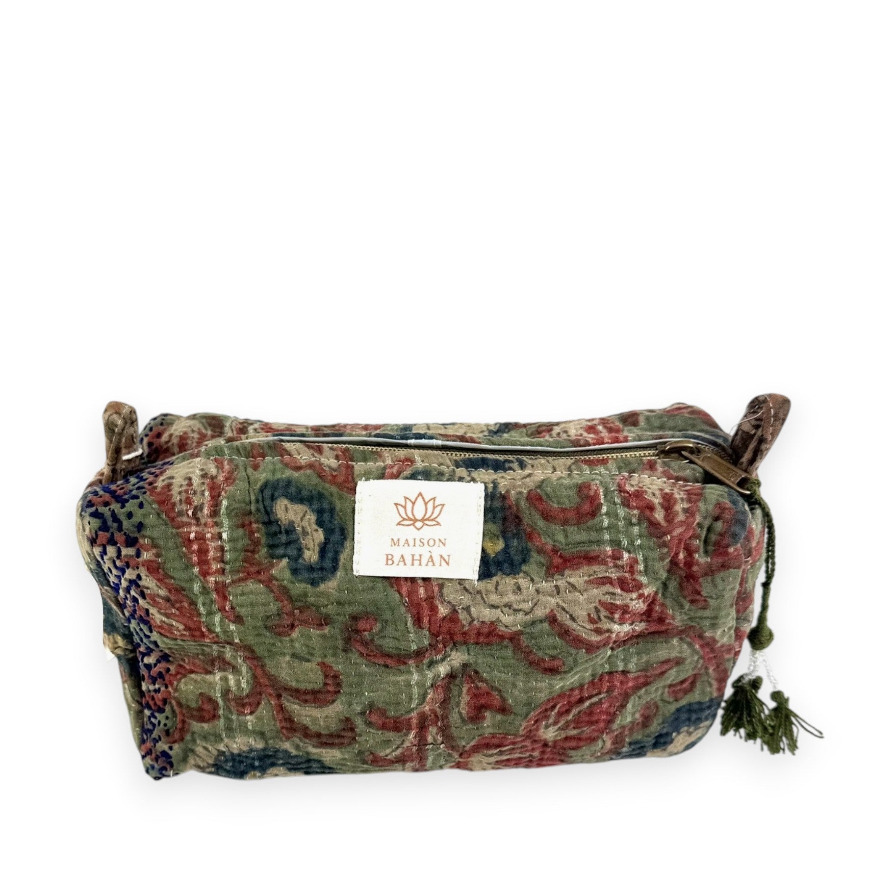Trousse toilette maquillage Kantha Bagru en coton artisanal vintage accessoire yoga bohème femme Maison Bahan