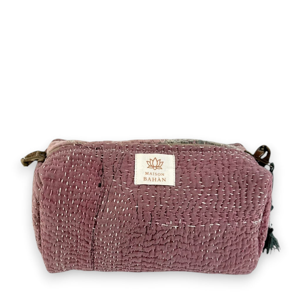 Trousse toilette maquillage Kantha Bagru en coton artisanal vintage accessoire yoga bohème femme Maison Bahan