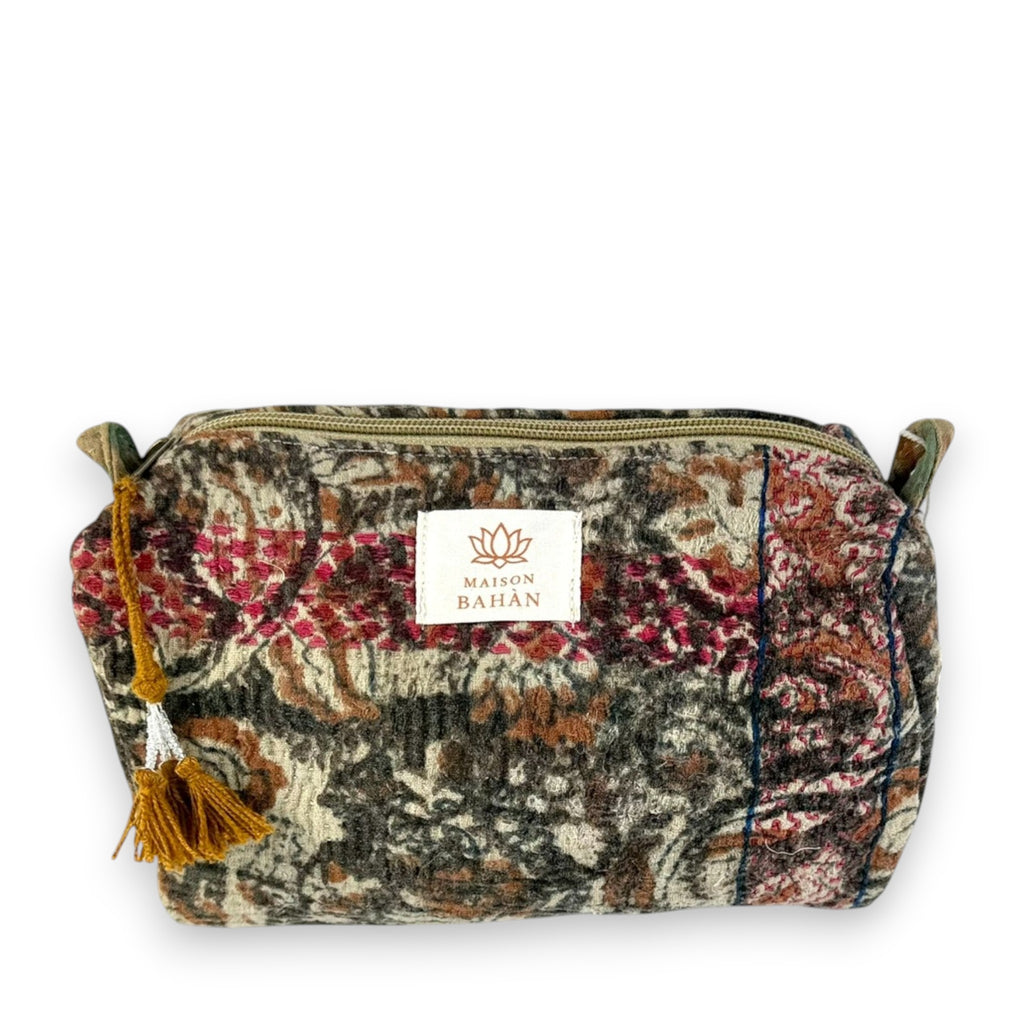 Trousse toilette maquillage Kantha Bagru en coton artisanal vintage accessoire yoga bohème femme Maison Bahan