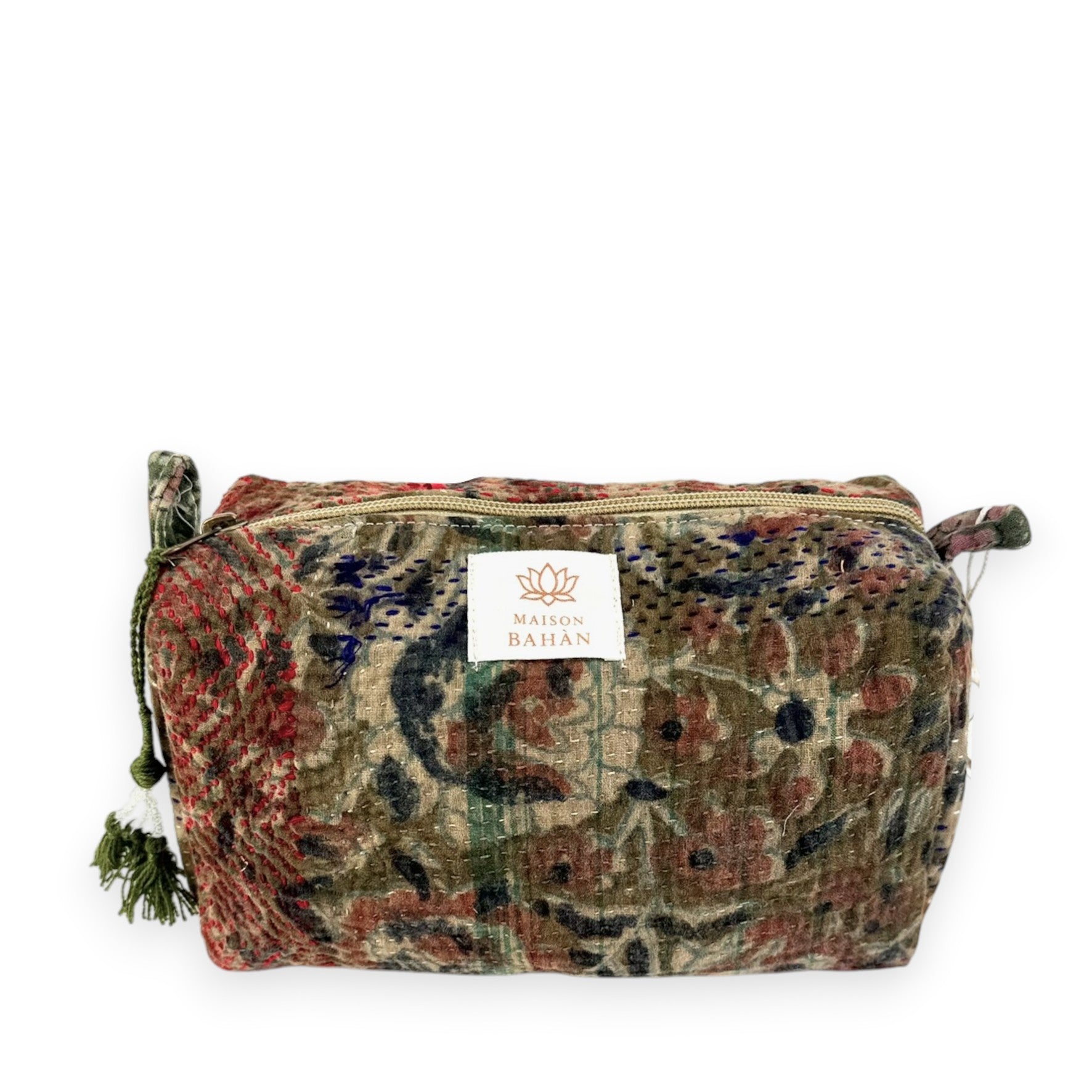 Trousse toilette maquillage Kantha Bagru en coton artisanal vintage accessoire yoga bohème femme Maison Bahan